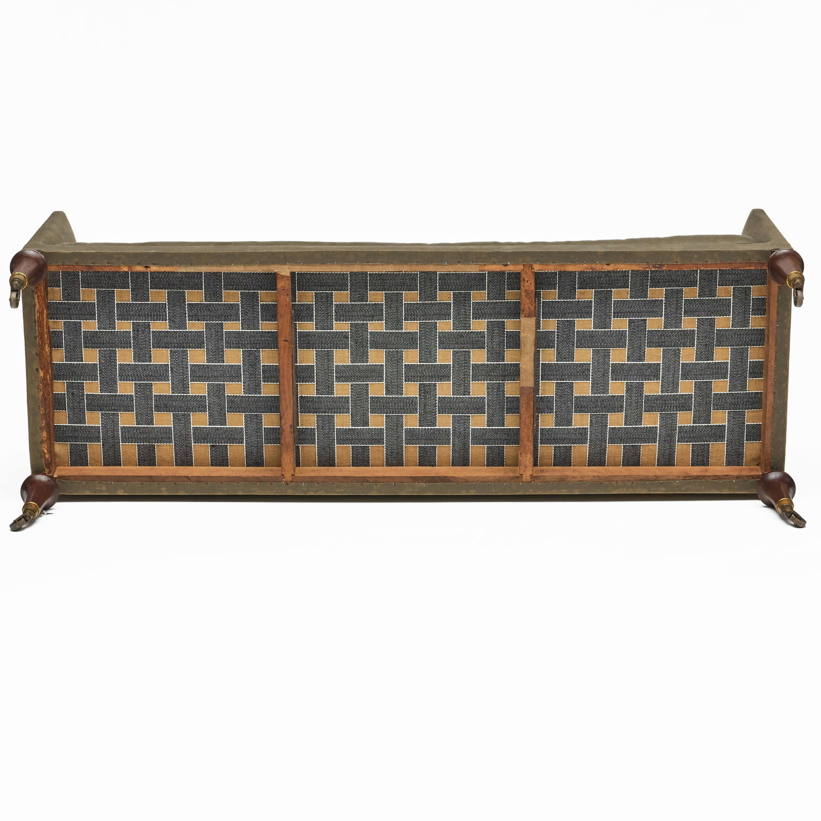 George III Style Mahogany and Linen Upholstered Sofa - 7