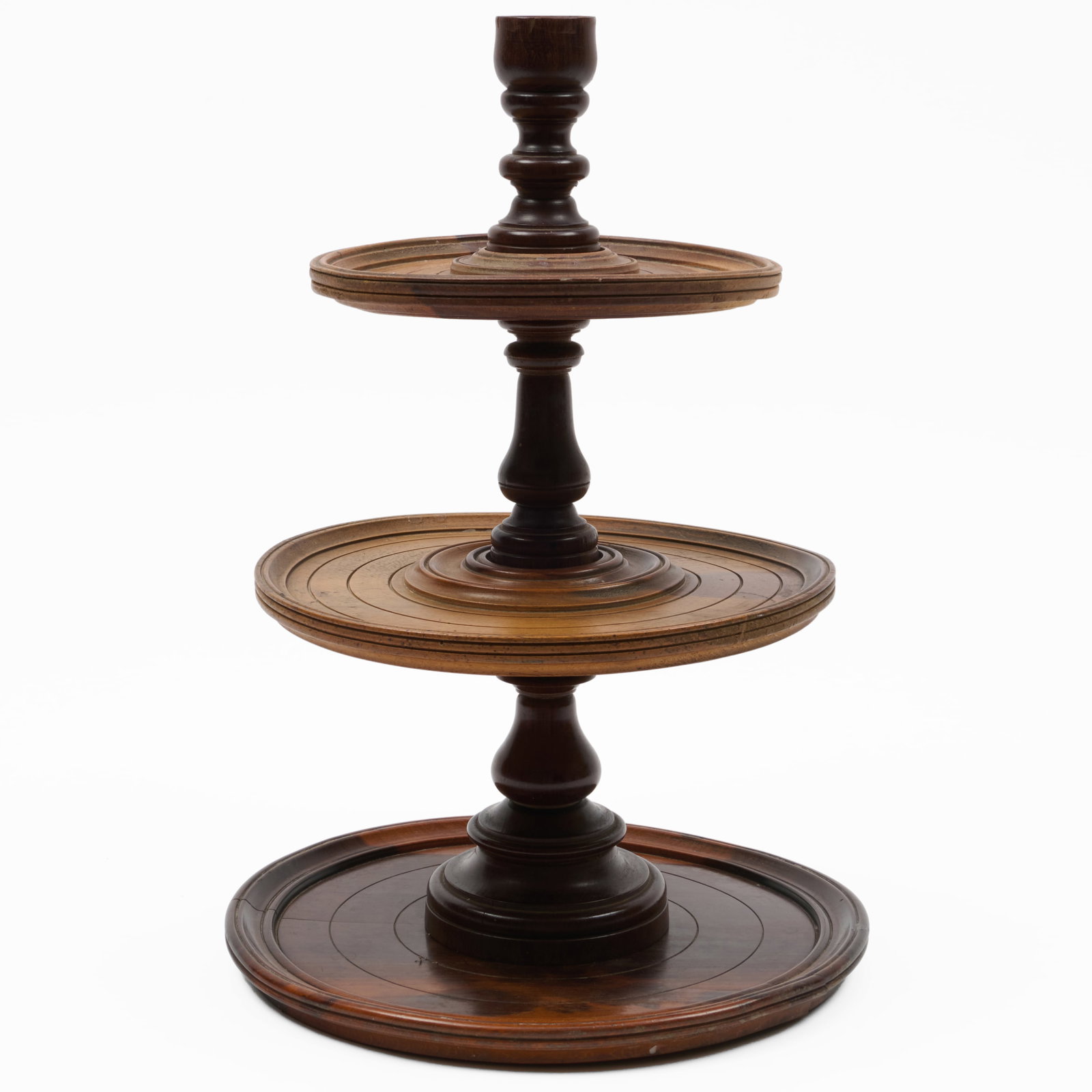 Unusual English Mahogany Three-Tier Table Dumbwaiter Candlestick (1 of 16)