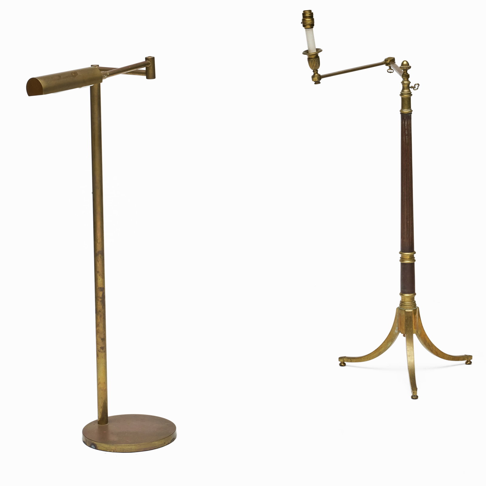 English Fluted Mahogany and Brass Articulated Floor Lamp (1 of 7)