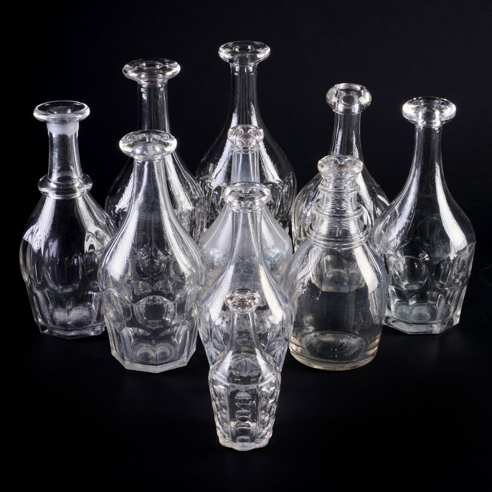 Group of Ten Glass Decanters (1 of 9)