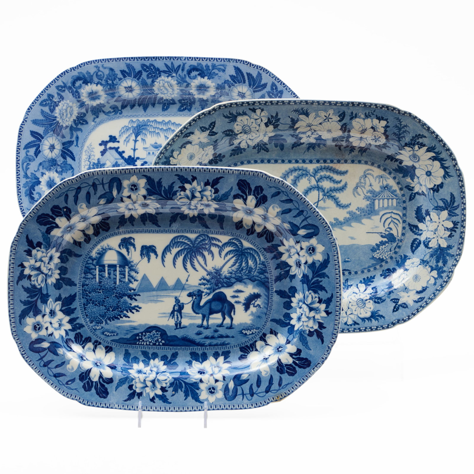 Three English Blue Transfer Printed Grand Tour Themed Platters (1 of 15)