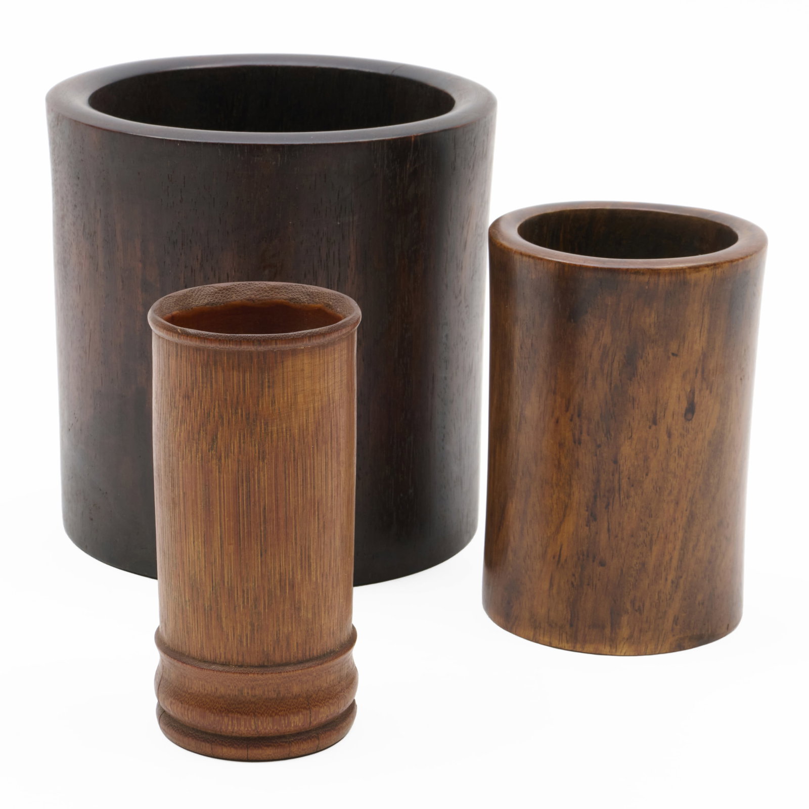 Three Chinese Hardwood Brush Pots (1 of 7)