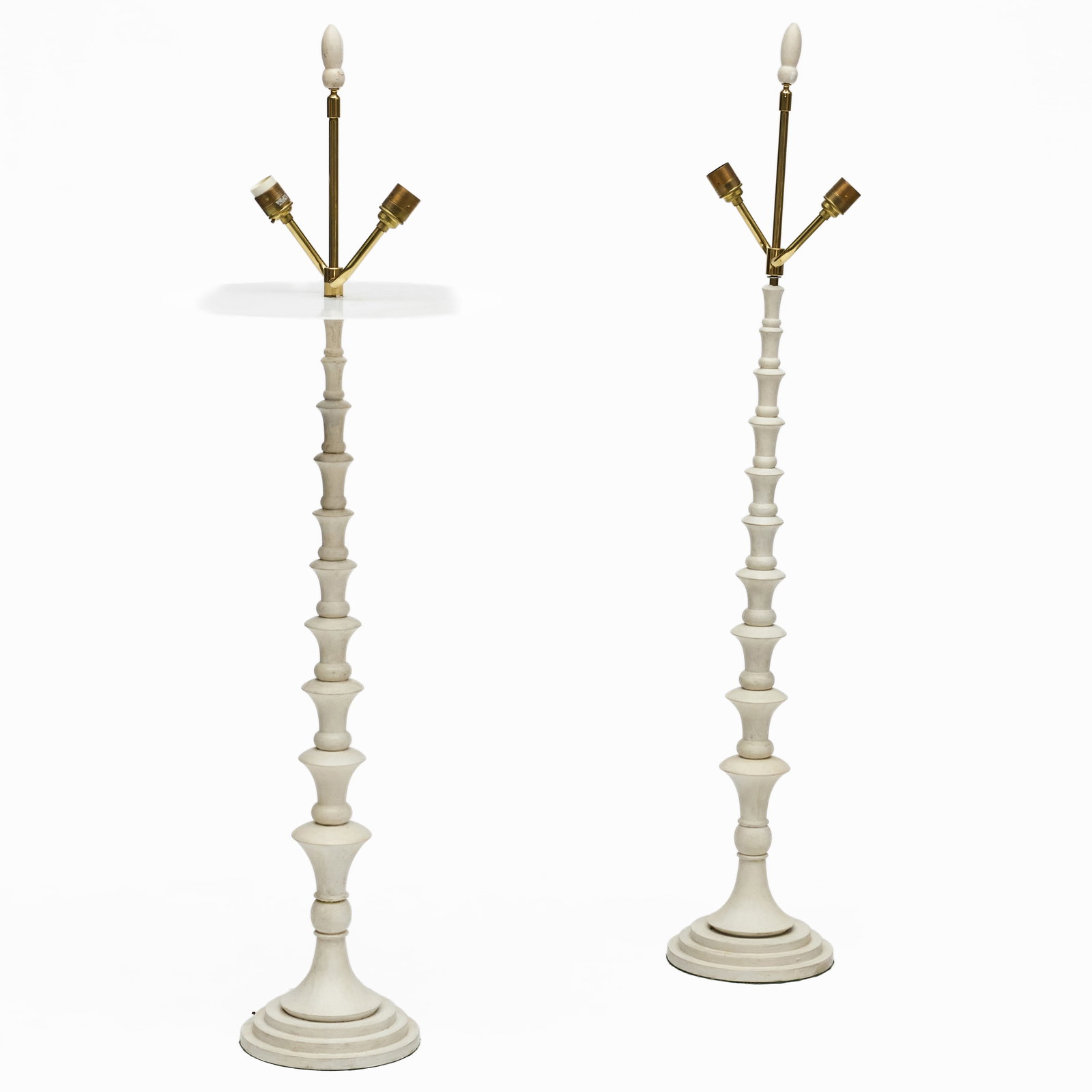 Pair of Contemporary Marianna Kennedy White-Painted Turned and Tapering Tulip Table Lamps (1 of 5)