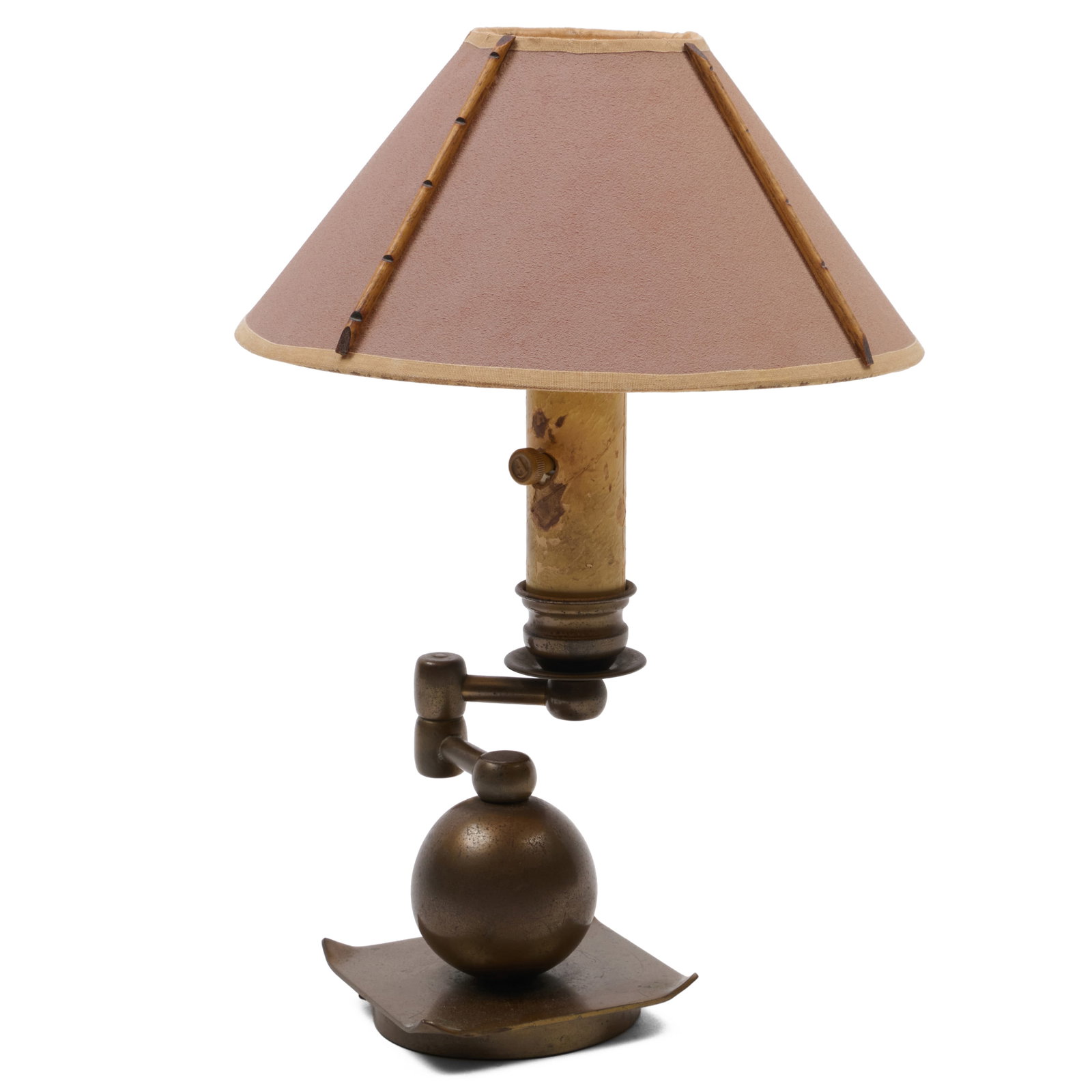 Contemporary Bronze Table Lamp with Swivel Arm: Contemporary Bronze Table Lamp with Swivel Arm 13 1/2 x 4 x 4 in., the base. Collection of Nancy McClelland.