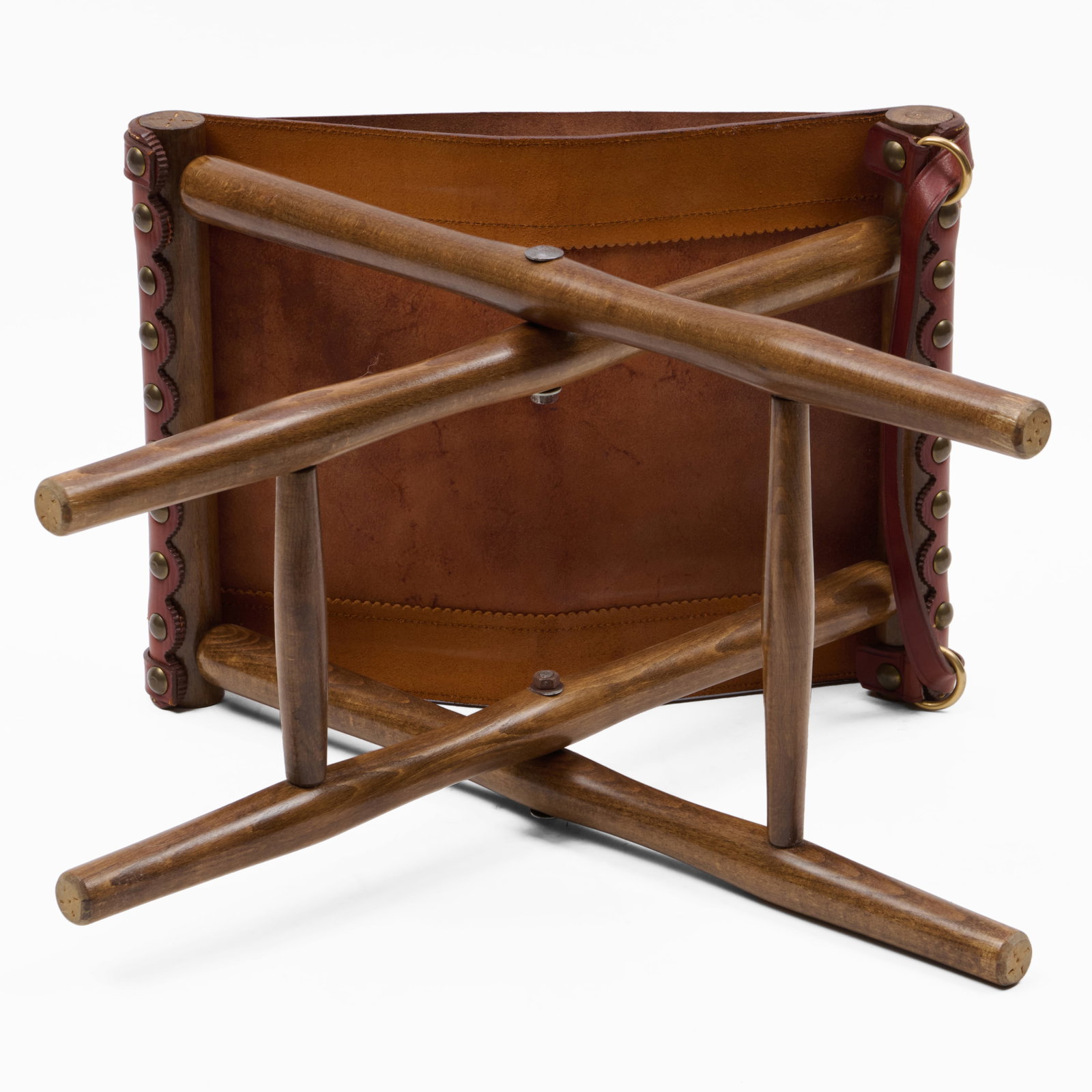 Leather and Oak Folding Stool - 10