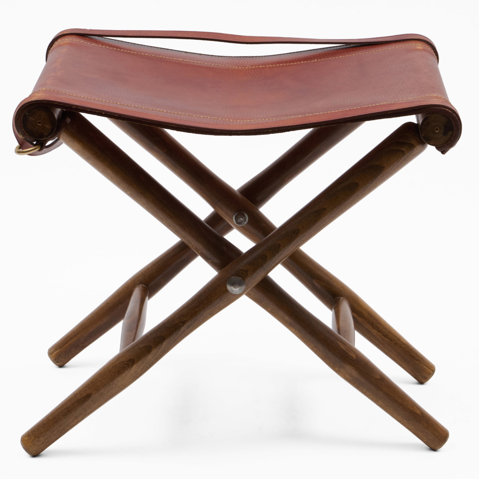 Leather and Oak Folding Stool - 2