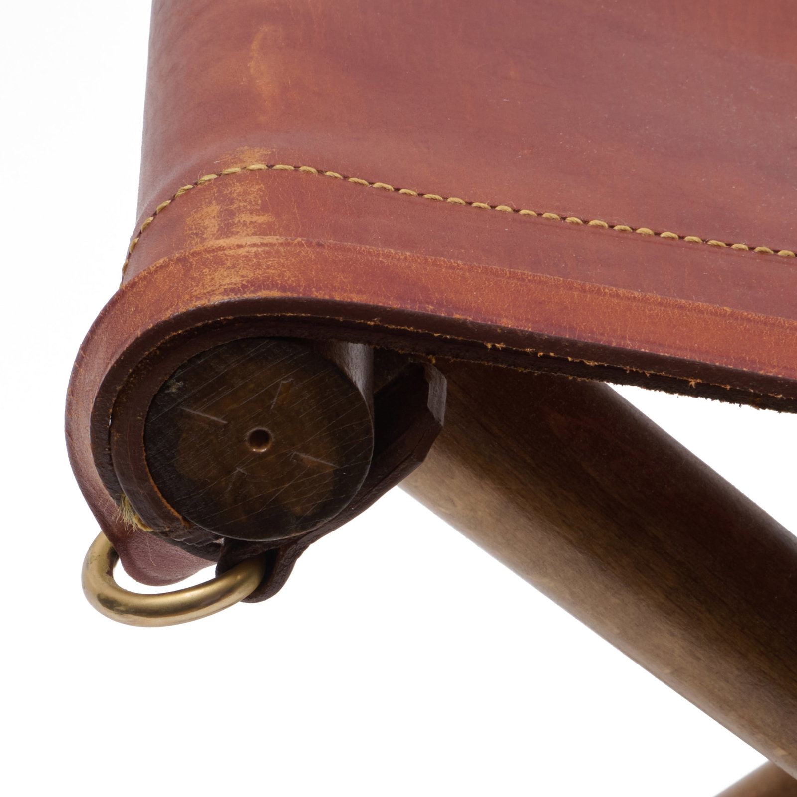 Leather and Oak Folding Stool - 6