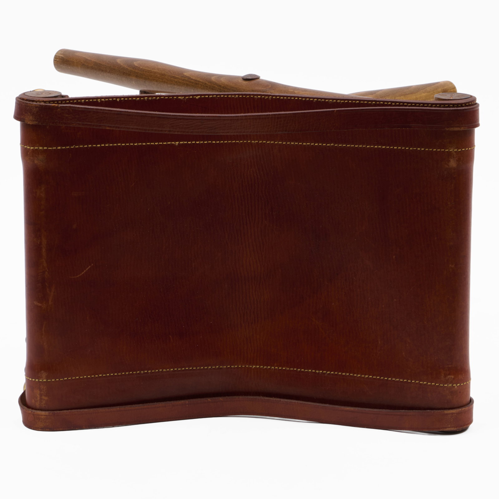 Leather and Oak Folding Stool - 9