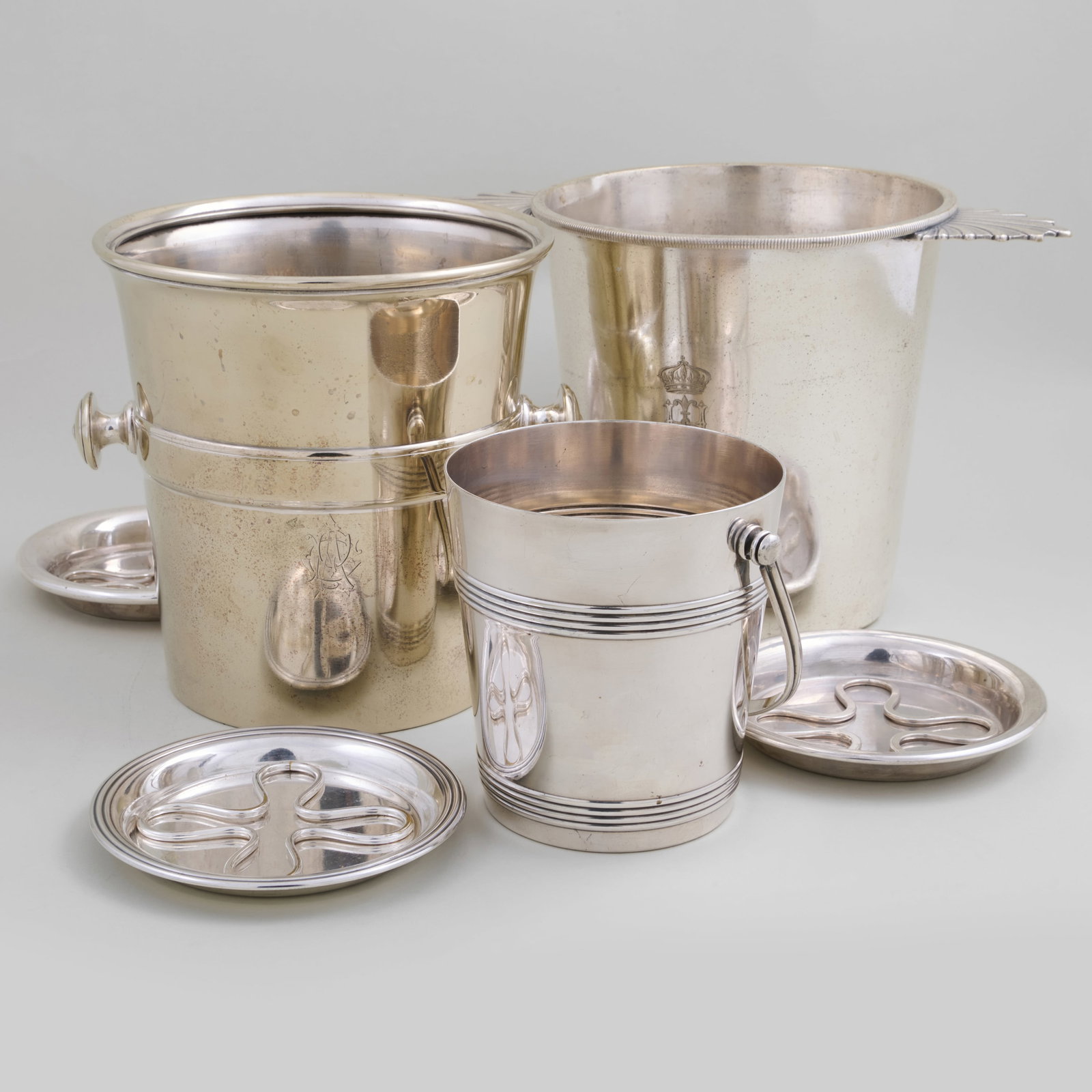 Group of Three Christofle Silver Plate Bottle Coolers and Four Coasters (1 of 20)