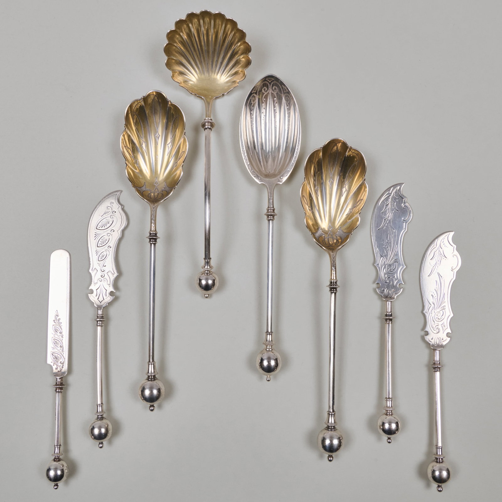 Group of American Silver Serving Pieces with Ball Finials (1 of 13)
