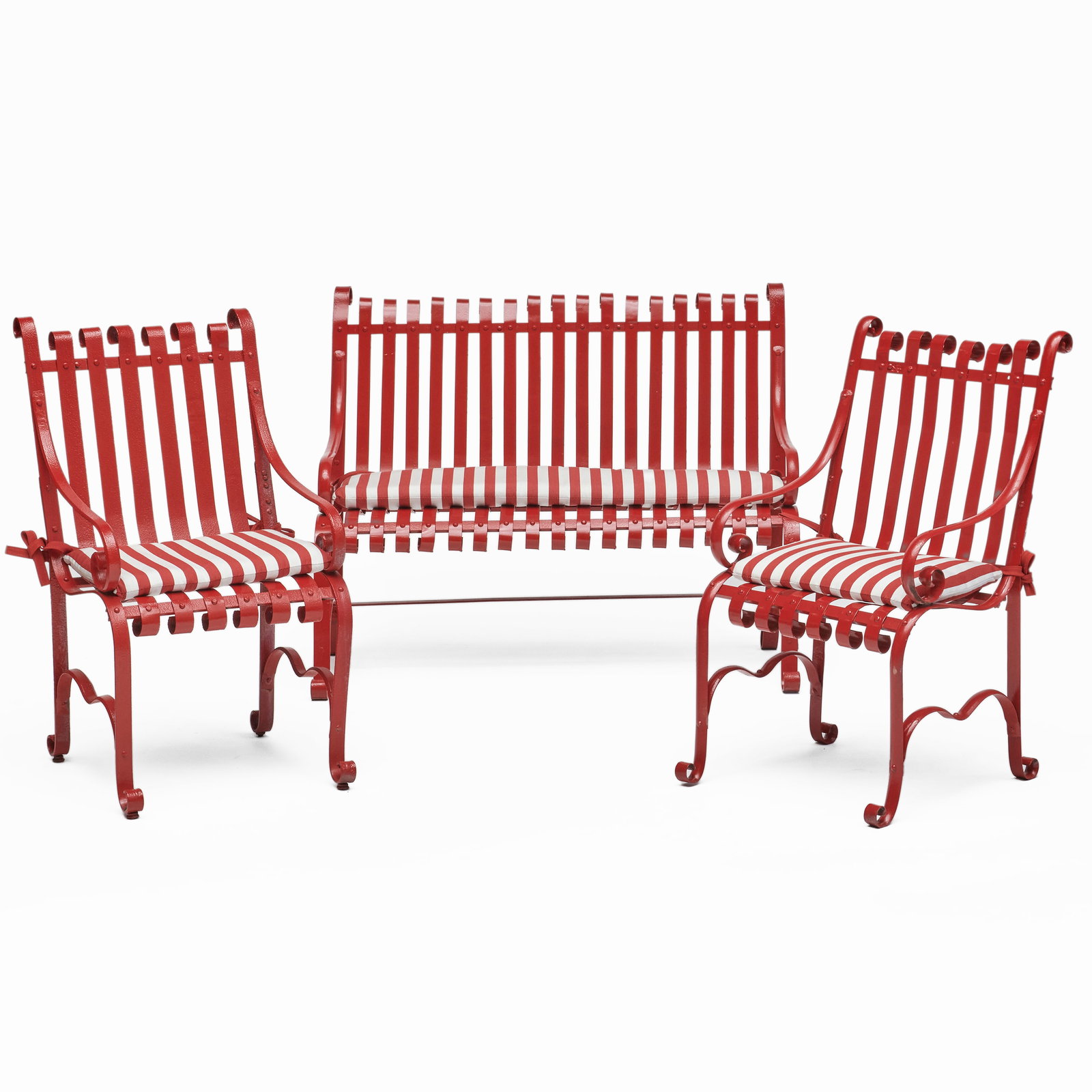 Suite of Red Painted Iron Garden Furniture (1 of 13)