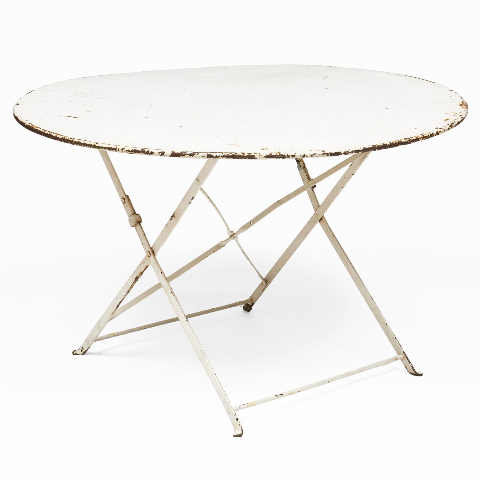 French White-Painted Folding Metal Cafe Table (1 of 16)