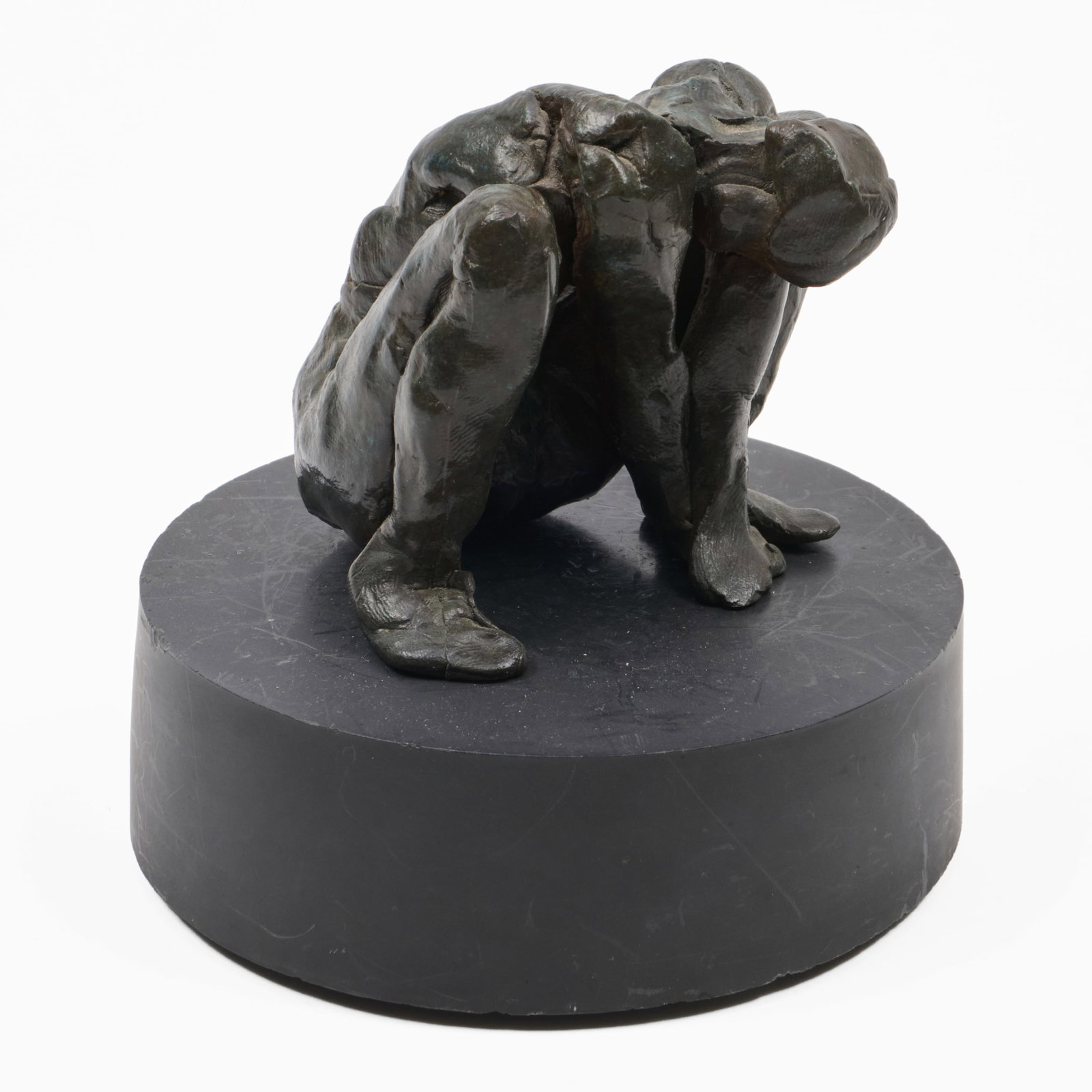 Robert Graham (1938-2008): Untitled (Crouching Figure): Robert Graham (1938-2008): Untitled (Crouching Figure) Bronze on black base, 2005, signed with initials 'RG' on the underside of the left foot, dated and inscribed 'Mike' on the underside of the right