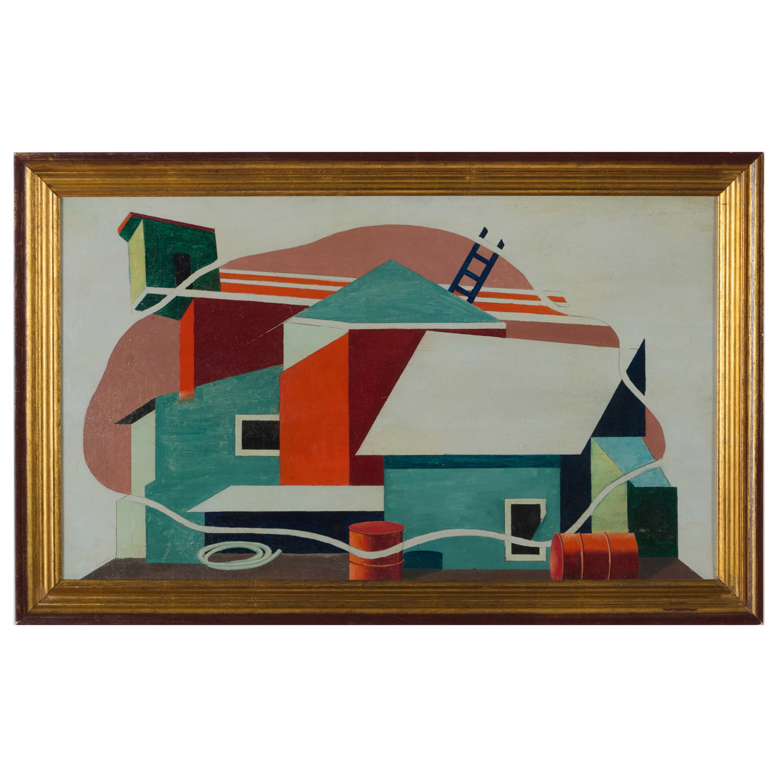 Attributed to Harry Morningstern (1899-?): Pipeline: Attributed to Harry Morningstern (1899-?): Pipeline Oil on paperboard, unsigned. 13 3/4 x 23 3/4 in., 16 5/8 x 26 5/8 in. (frame).