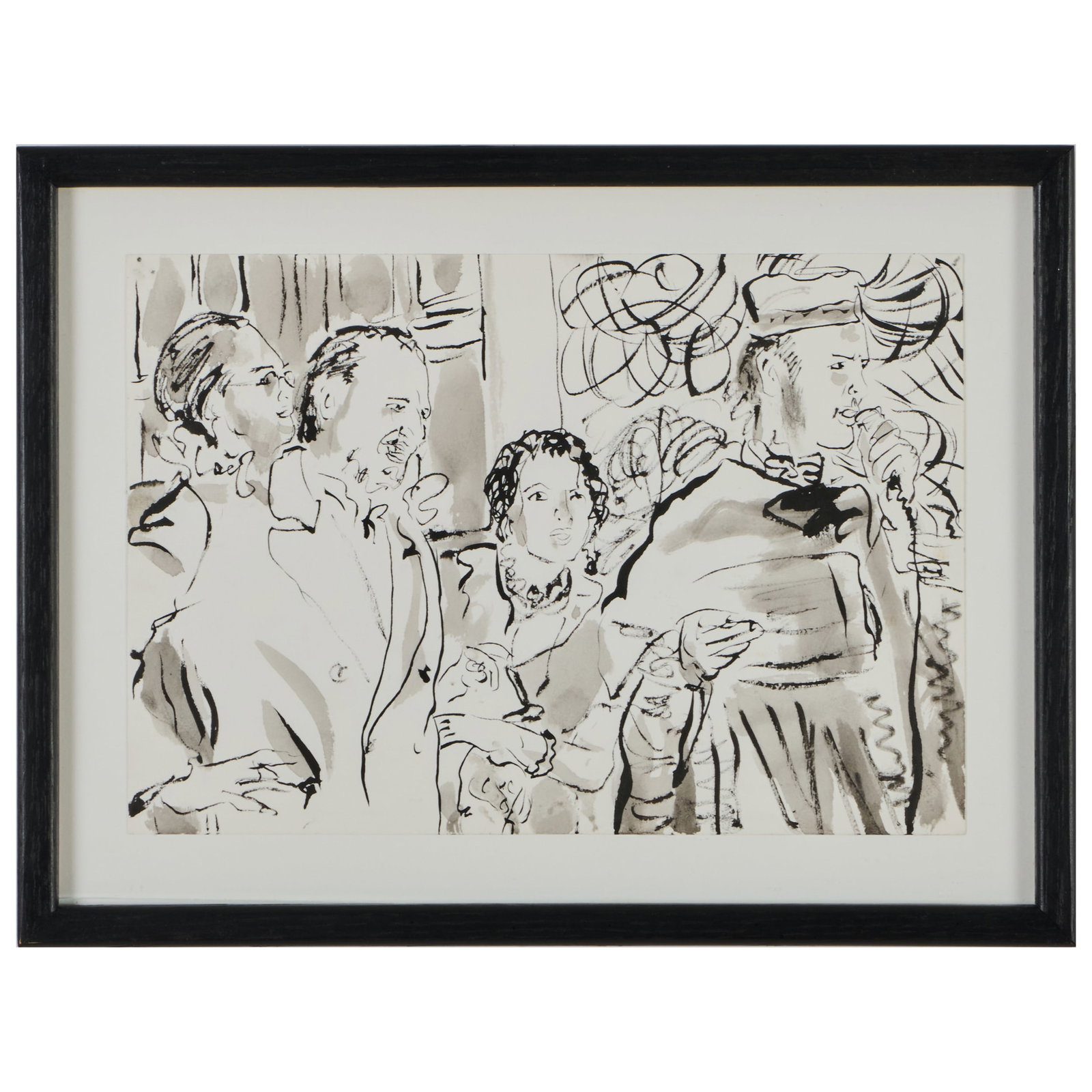 Billy Sullivan (b. 1946): Brooks, Rene, Daniela, & Ricky: Billy Sullivan (b. 1946): Brooks, Rene, Daniela, & Ricky Ink on paper, 1994, signed 'Bill Sullivan' and dated on the reverse, with label from Matthew Marks Gallery, NY. 7 x 10 1/8 in. (sheet), 9 3/4