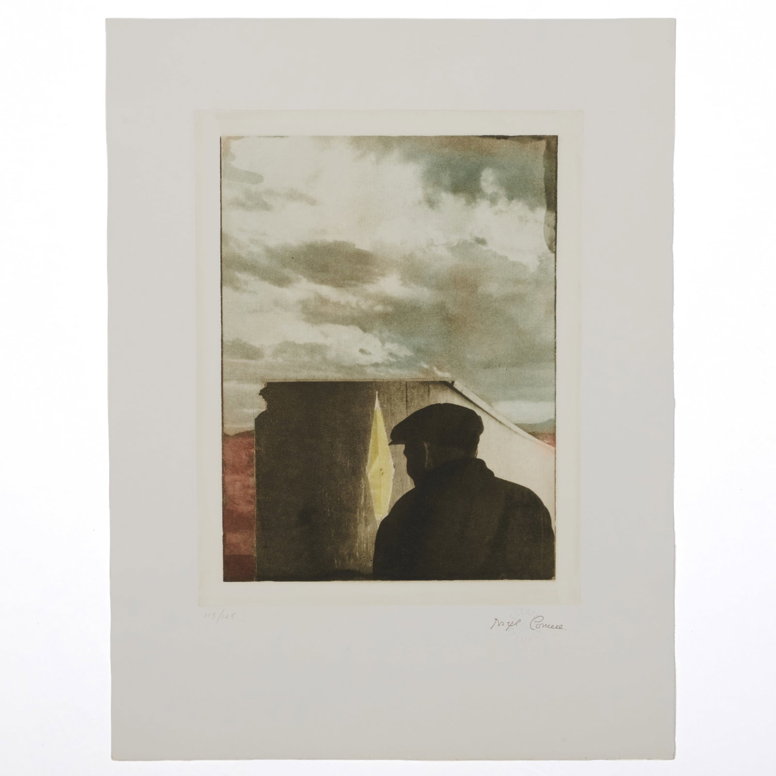 Joseph Cornell (1903-1972): Untitled (Landscape with Figure): Joseph Cornell (1903-1972): Untitled (Landscape with Figure) Heliograph in colors on wove paper, 1972, with the printed signature and estate blindstamp, numbered 115/125. 19 1/2 x 14 3/4 in. (sheet),