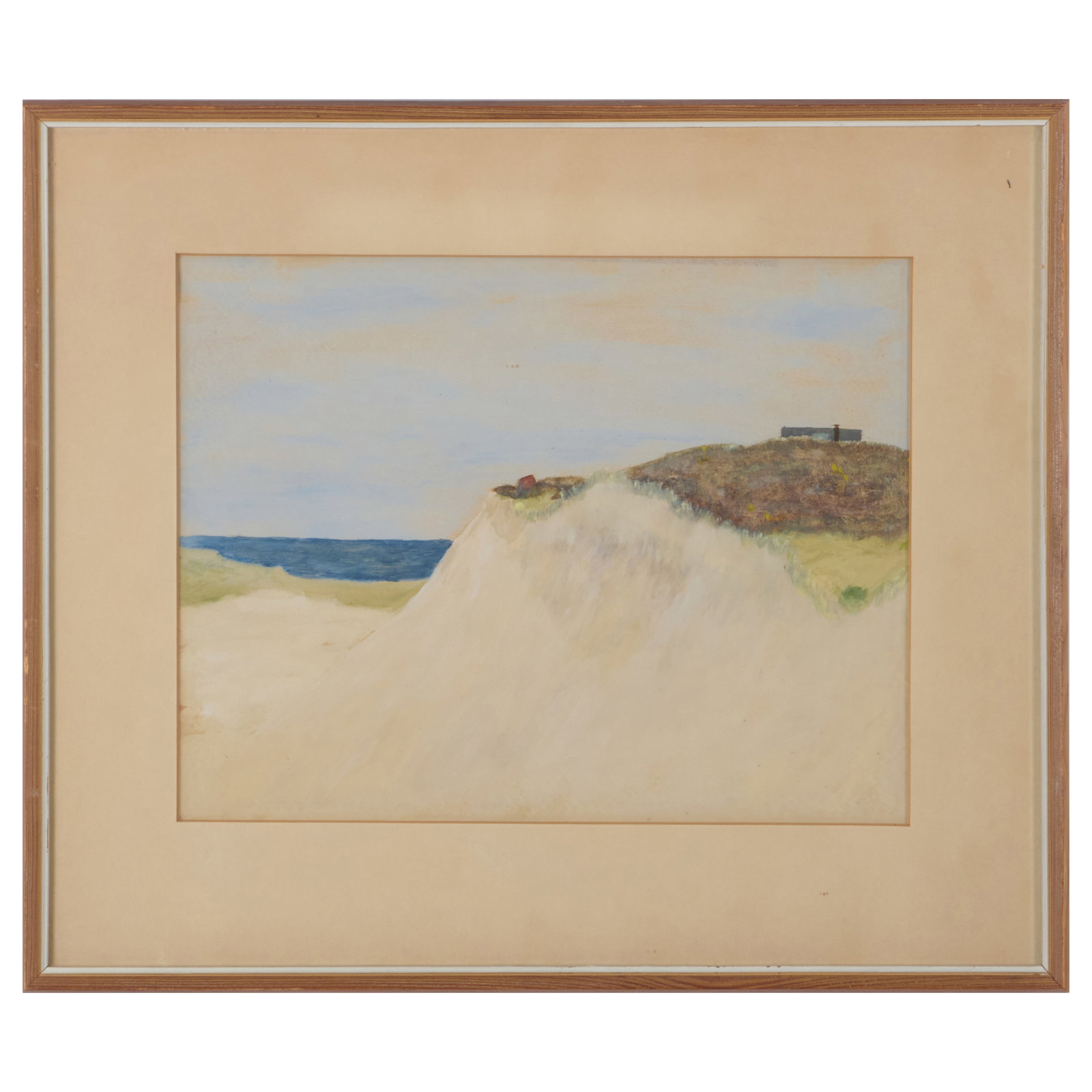 20th Century School: Beach Landscape: 20th Century School: Beach Landscape Gouache on paper, unsigned. 8 1/2 x 11 in. (sheet), 13 x 15 1/4 in. (frame).