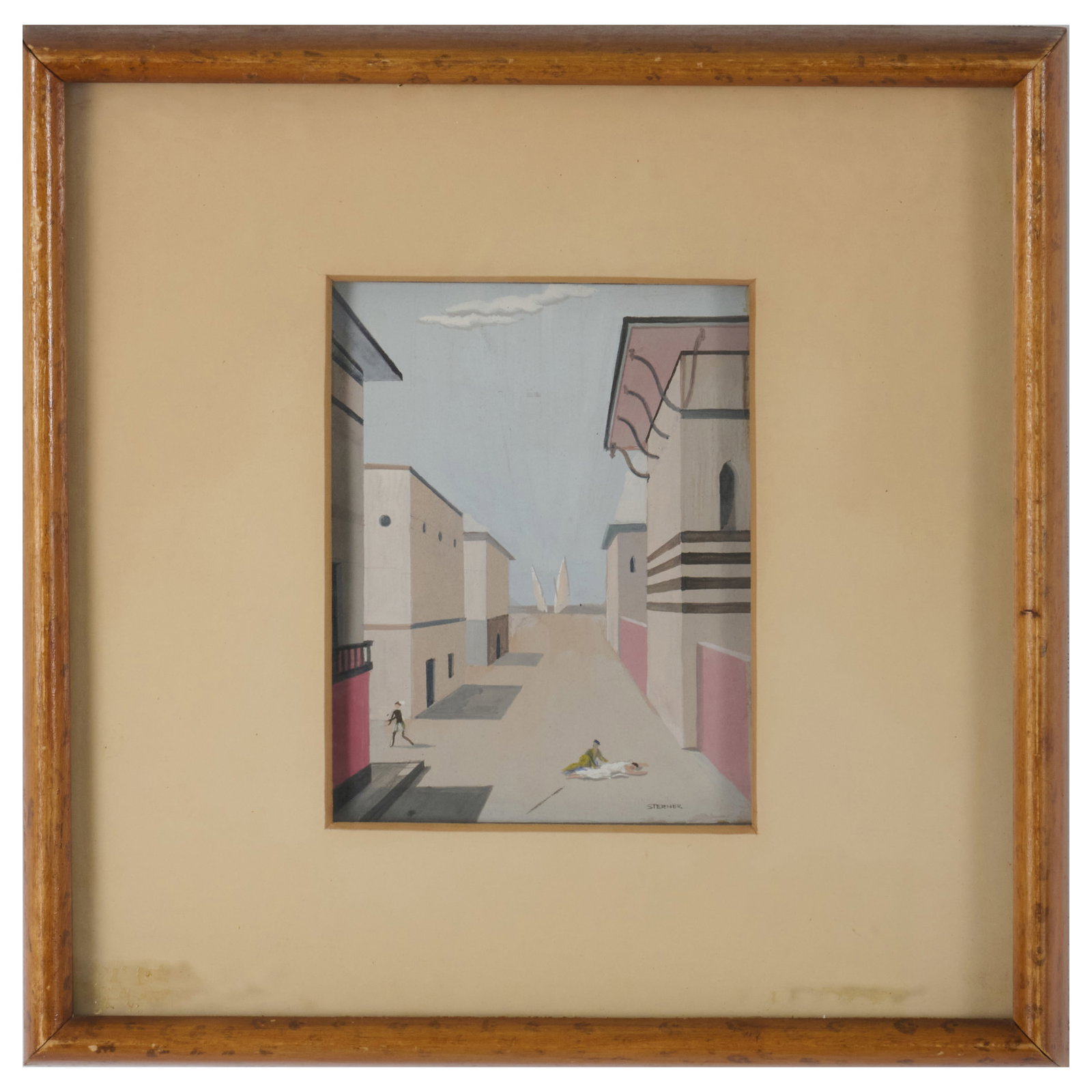 Harold Sterner (1895-1976): Dramatic Scene: Harold Sterner (1895-1976): Dramatic Scene Gouache on board, signed 'Sterner' lower right. 6 1/2 x 5 in. (sight), 13 x 12 3/4 in. (frame). Sold Christie's, NY, February 18, 1986, Lot 196.
