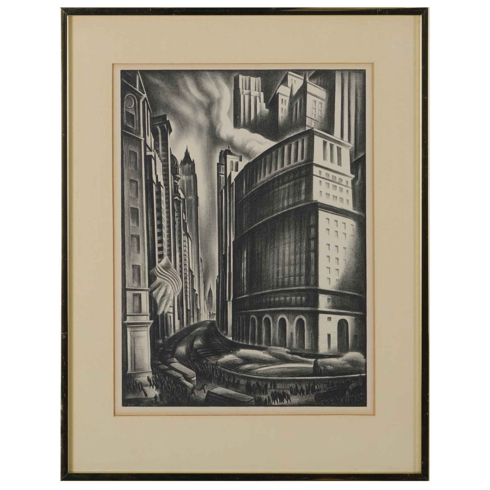 Howard Norton Cook (1901-1980): Looking Up Broadway: Howard Norton Cook (1901-1980): Looking Up Broadway Lithograph in black on wove paper, 1937, unsigned as issued, from the edition of approximately 200. 13 3/8 x 10 in. (sight), 18 1/4 x 14 1/4 in.