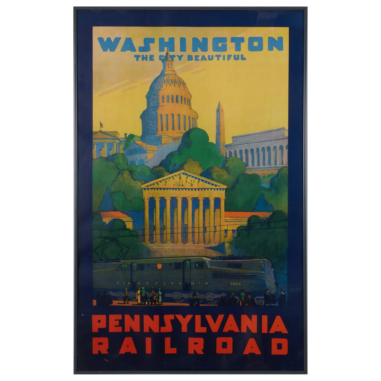 Grif Teller (1899-1993): Washington, The City Beautiful: Grif Teller (1899-1993): Washington, The City Beautiful Offset lithographic poster, 1935. 39 1/8 x 24 5/8 in. (sight), 40 x 25 1/2 in. (frame).