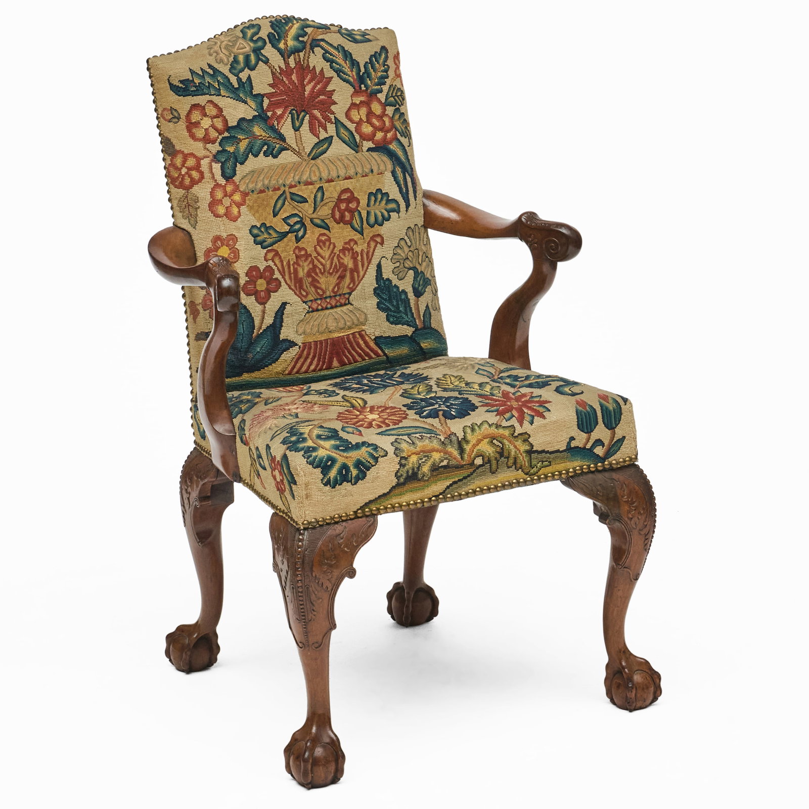 George III Mahogany and Needlework Upholstered Armchair (1 of 7)