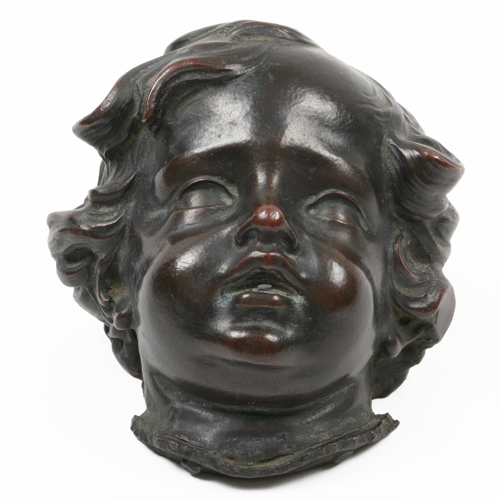 Continental Bronze Fragment of a Putto Head, Possibly Italian (1 of 6)
