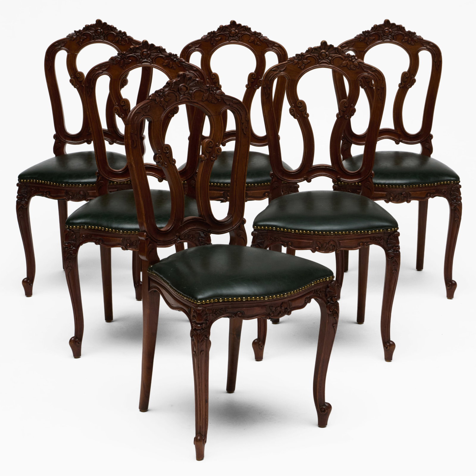 Set of Six Continental Rococo Style Stained Fruitwood Side Chairs, of Recent Manufacture: Set of Six Continental Rococo Style Stained Fruitwood Side Chairs, of Recent Manufacture 40 1/4 x 19 1/4 x 18 1/2 in., seat height 19 1/4 in. Sold STAIR, March 7, 2024, lot 359.