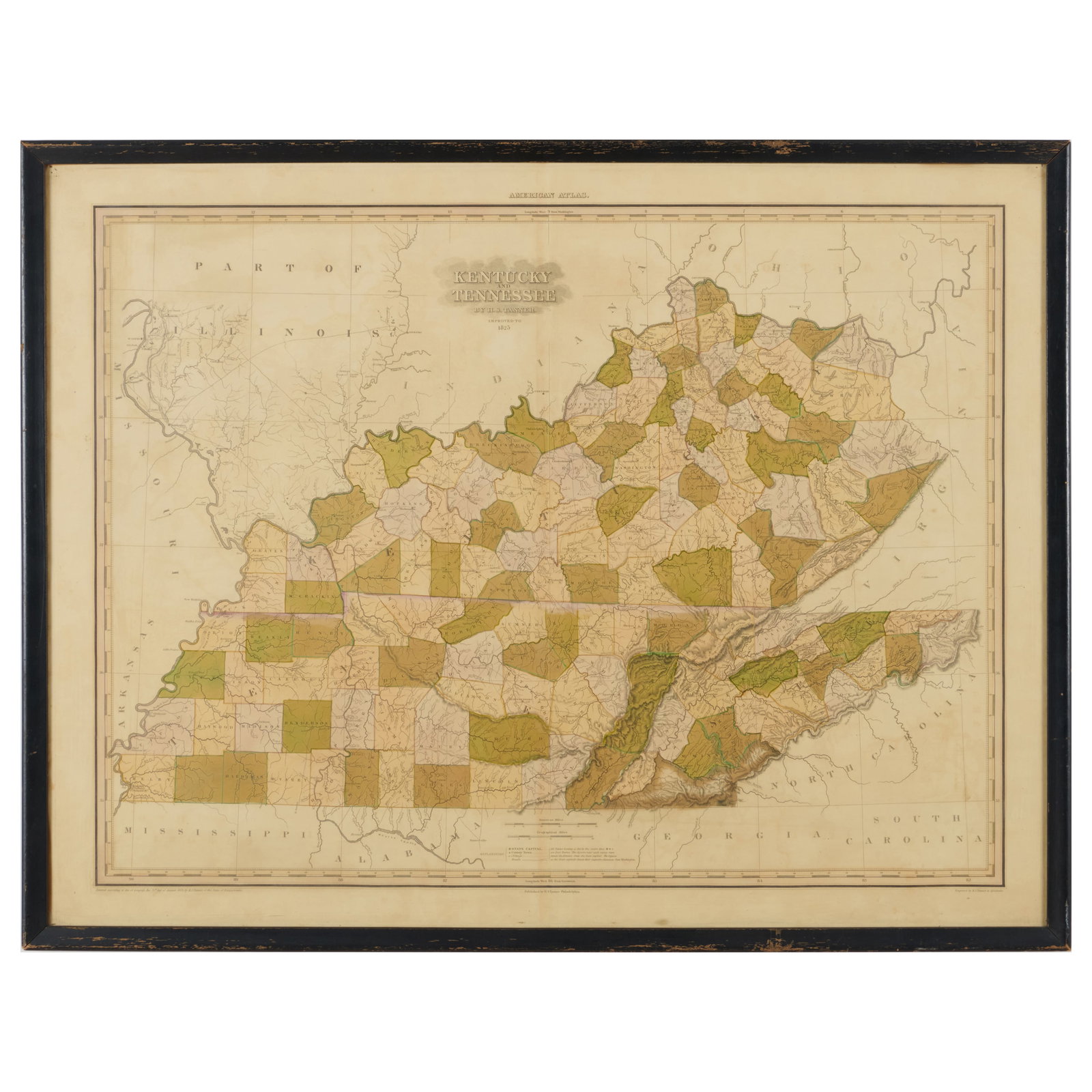 H.S> Tanner, Publisher: Map of Kentucky and Tennessee: H.S> Tanner, Publisher: Map of Kentucky and Tennessee