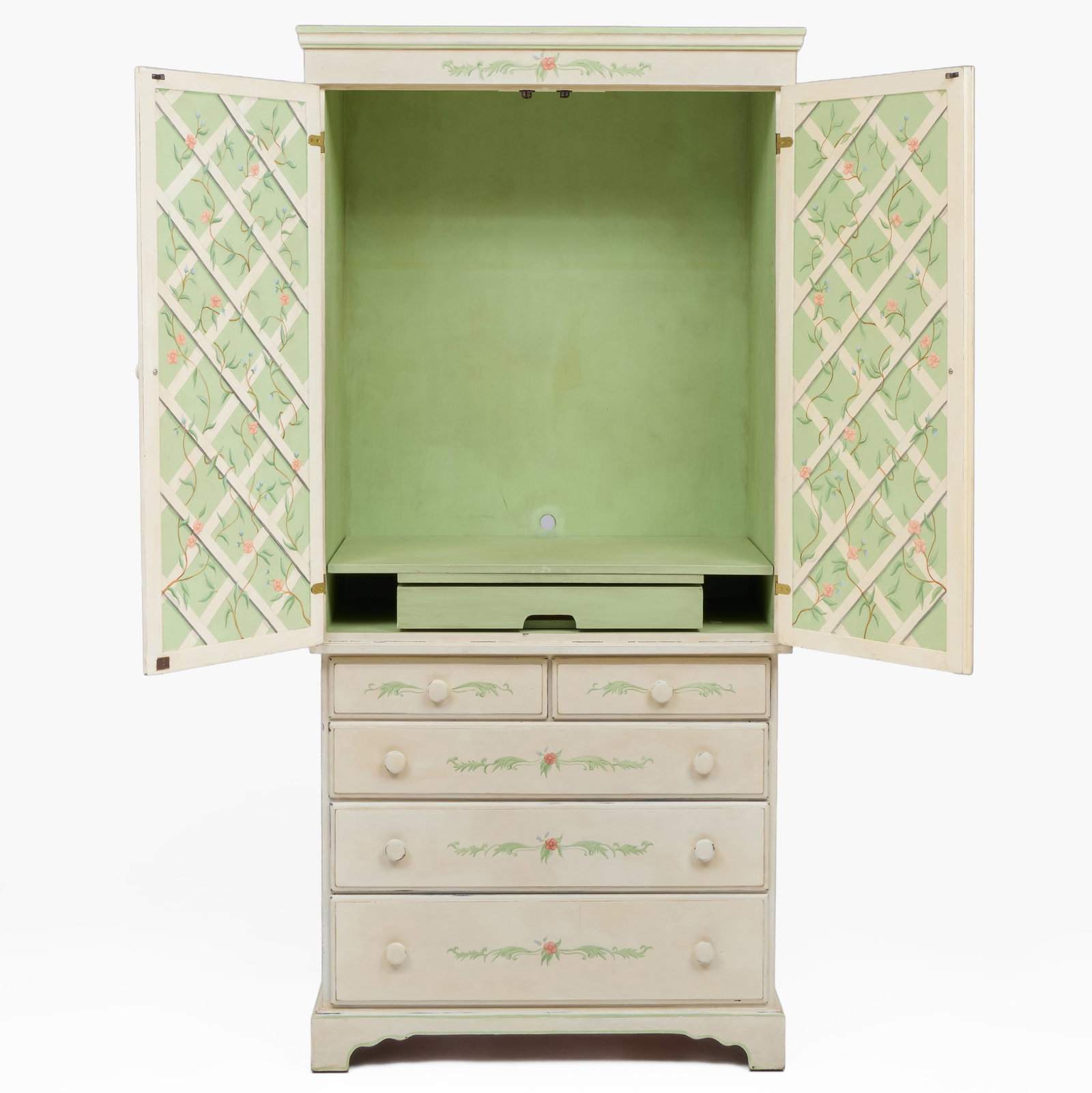 Painted Trelliswork Cupboard - 3