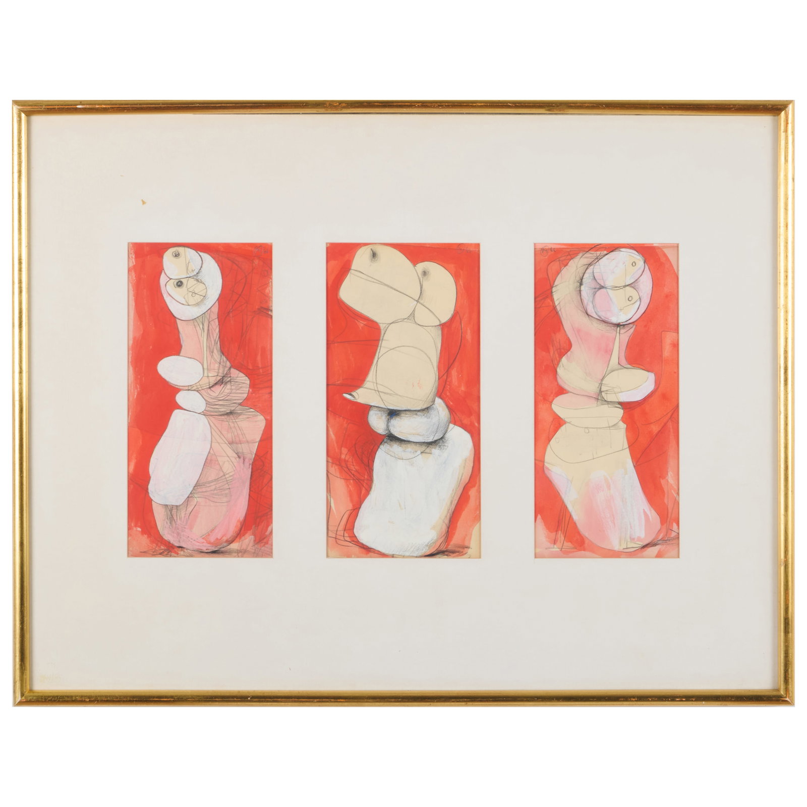 Bernard Meadows (1915-2005): Three Drawings for Sculpture: Bernard Meadows (1915-2005): Three Drawings for Sculpture Three watercolor and pencil on paper, 1966, all signed with initial 'M' and dated upper right or left, with label from Gimpel Fils Gallery,
