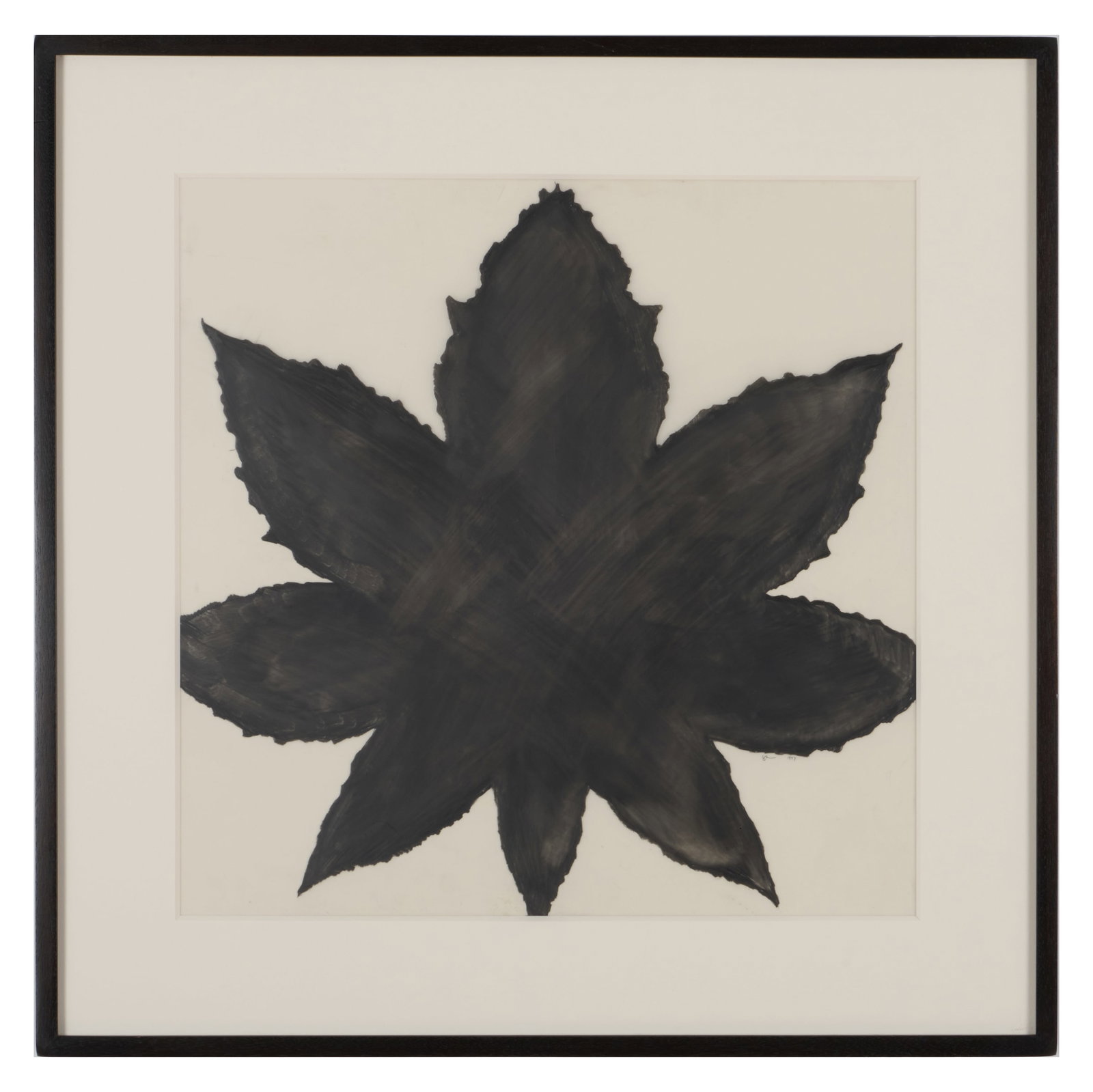George Moore: Untitled (Leaf): George Moore: Untitled (Leaf) Ink on paper, 1997, signed with initials 'G.M.' and dated lower right. 17 1/2 x 17 1/2 in. (sight), 24 3/8 x 24 3/8 in. (frame).