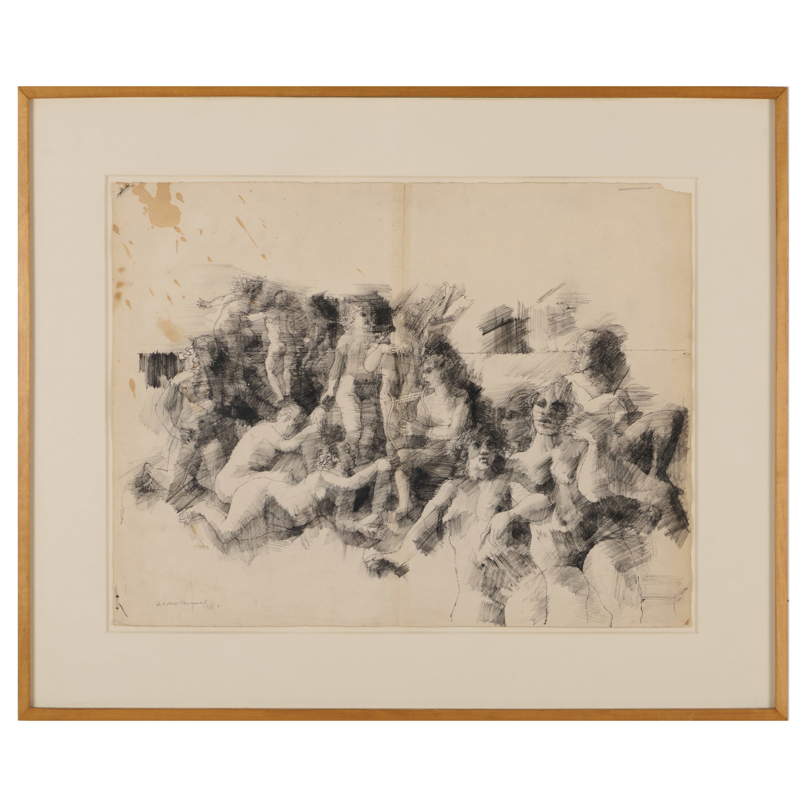Alfred Russel (1920-2007): Untitled (Nudes): Alfred Russel (1920-2007): Untitled (Nudes) Ink on paper, 1952, signed 'Alfred Russel' and dated lower left. 17 1/2 x 22 3/4 in. (sheet), 25 1/8 x 30 5/8 in. (frame).