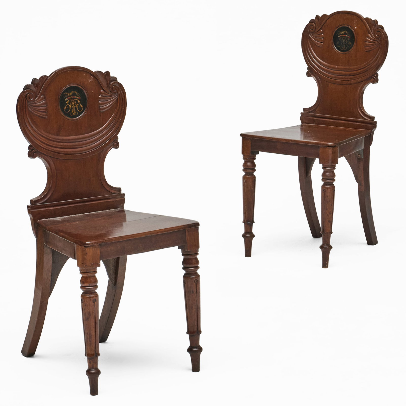 Pair of Regency Mahogany Hall Chairs (1 of 9)