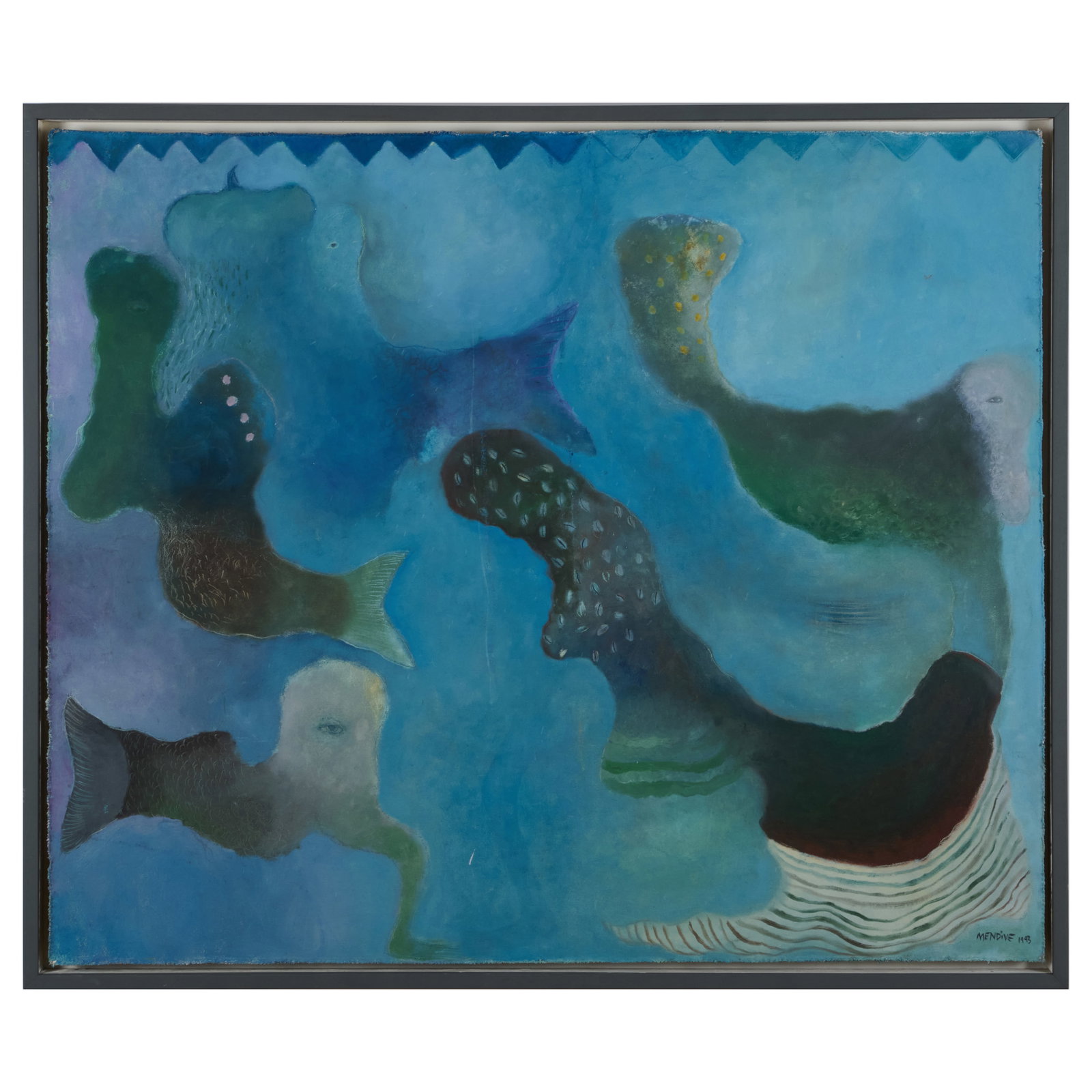 Manuel Mendive (b. 1944): Untitled: Oil on canvas, 1993, signed 'Mendive' and dated lower right.41 3/4 x 49 1/2 in., 44 x 52 in. (frame).