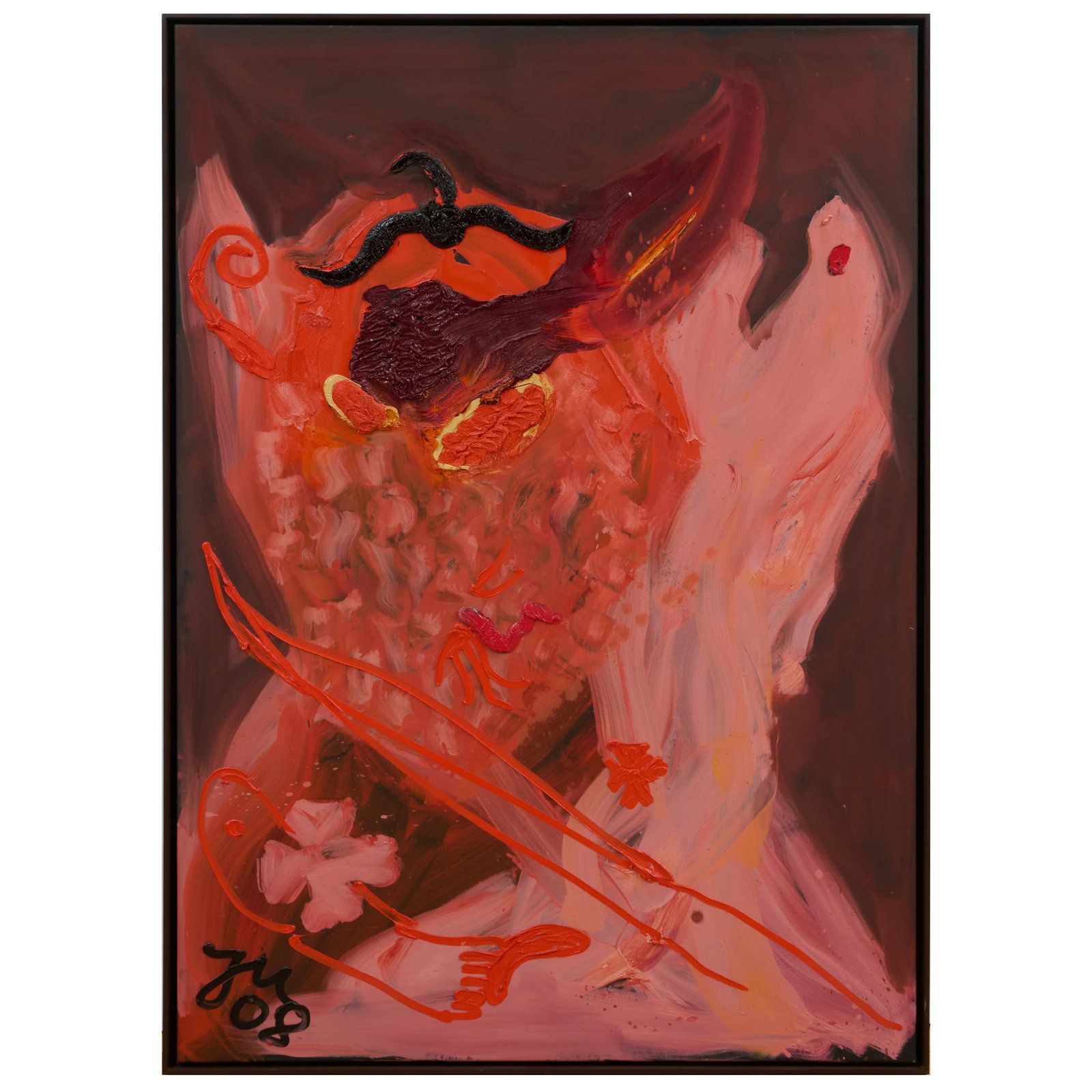 Jonathan Meese (b. 1970): Erzmadch Madchensucht 8: Jonathan Meese (b. 1970): Erzmadch Madchensucht 8 Acrylic on canvas, 2008, signed with initials 'JM' and dated lower left, signed 'J. Meese' and dated twice and titled on the reverse, with label and f