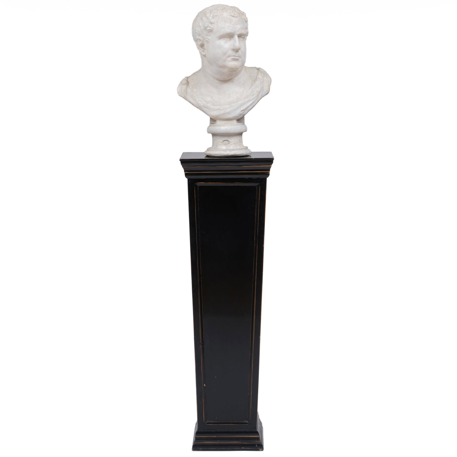 Painted Plaster Bust of Emperor Vitellius on Ebonized Plinth Base (1 of 8)