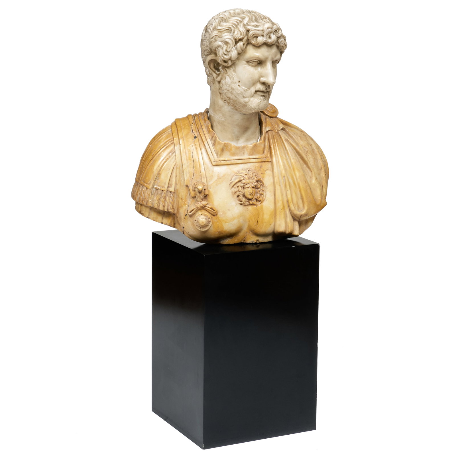 Marble Bust of Emperor Hadrian, After the Antique: 29 1/4 x 28 x 15 in.