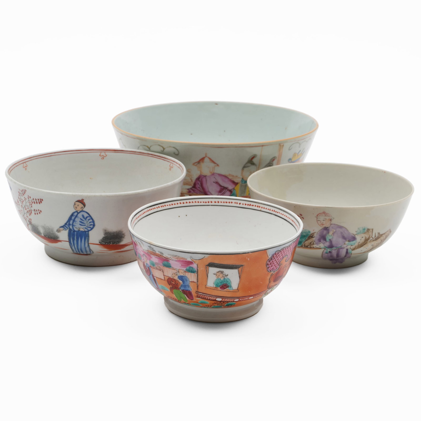 Group of Four Longton Hall Porcelain Waste Bowls and a Small Chinese Export Porcelain Bowl (1 of 18)