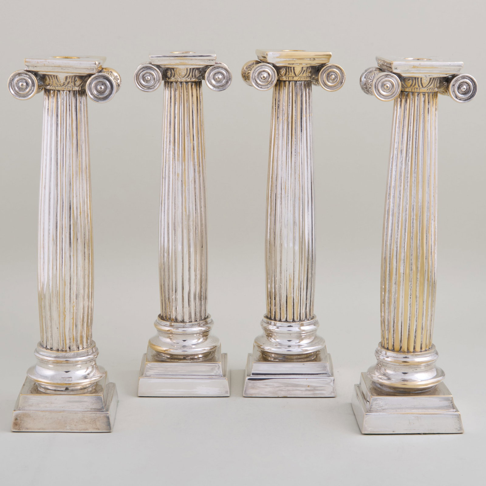 Set of Four Silver Plate Columnar Candlesticks (1 of 13)