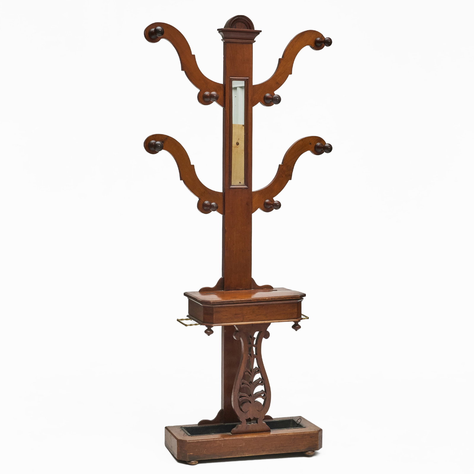 Victorian Brass and Mahogany Hall Stand (1 of 8)