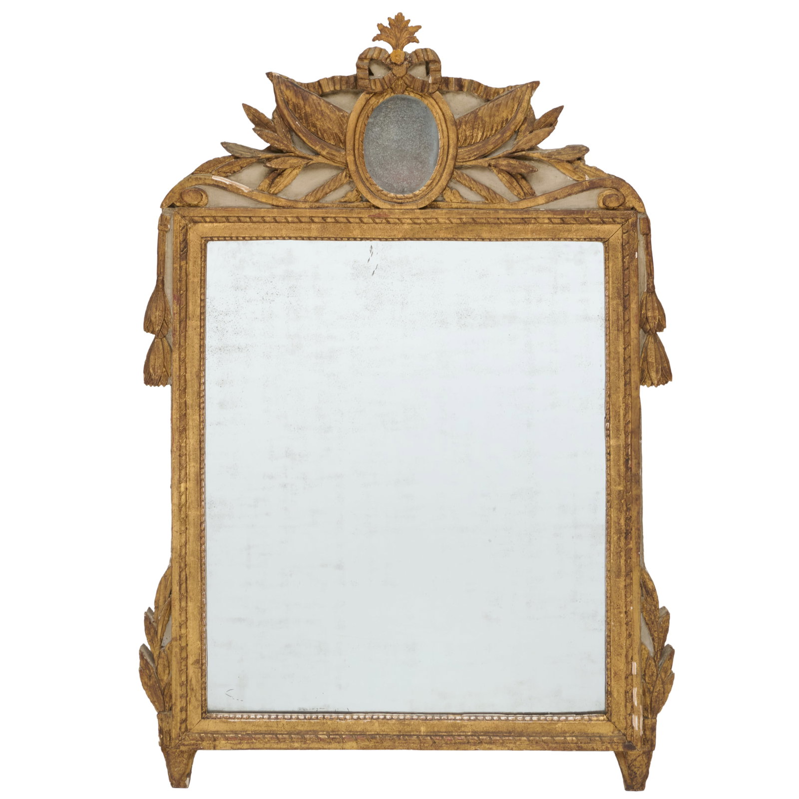 Louis XVI Provincial Grey Painted and Parcel-Gilt Mirror (1 of 6)