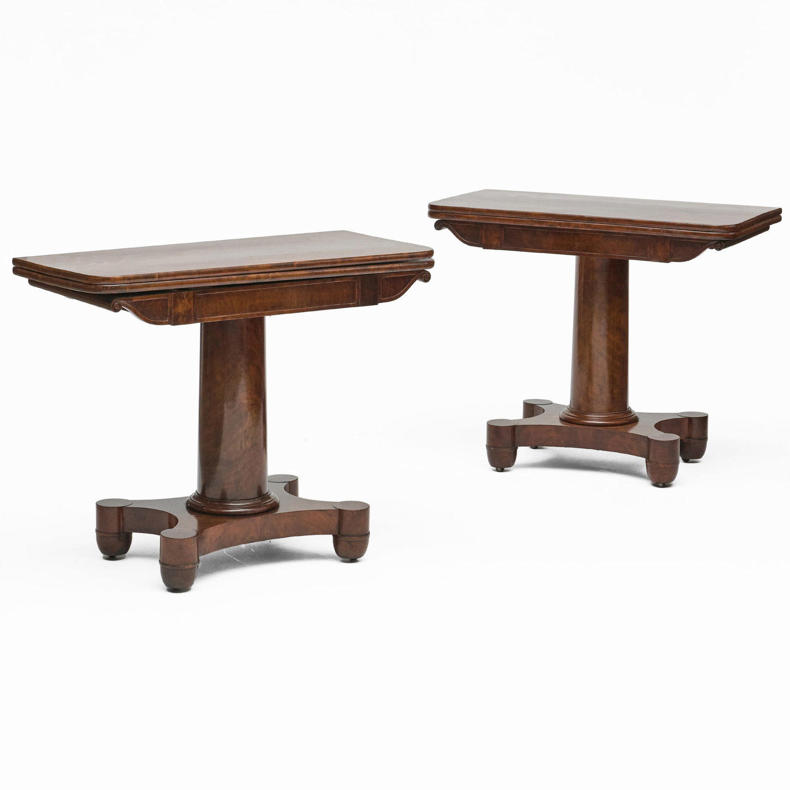 Pair of Classical Mahogany Games Tables, Boston (1 of 9)