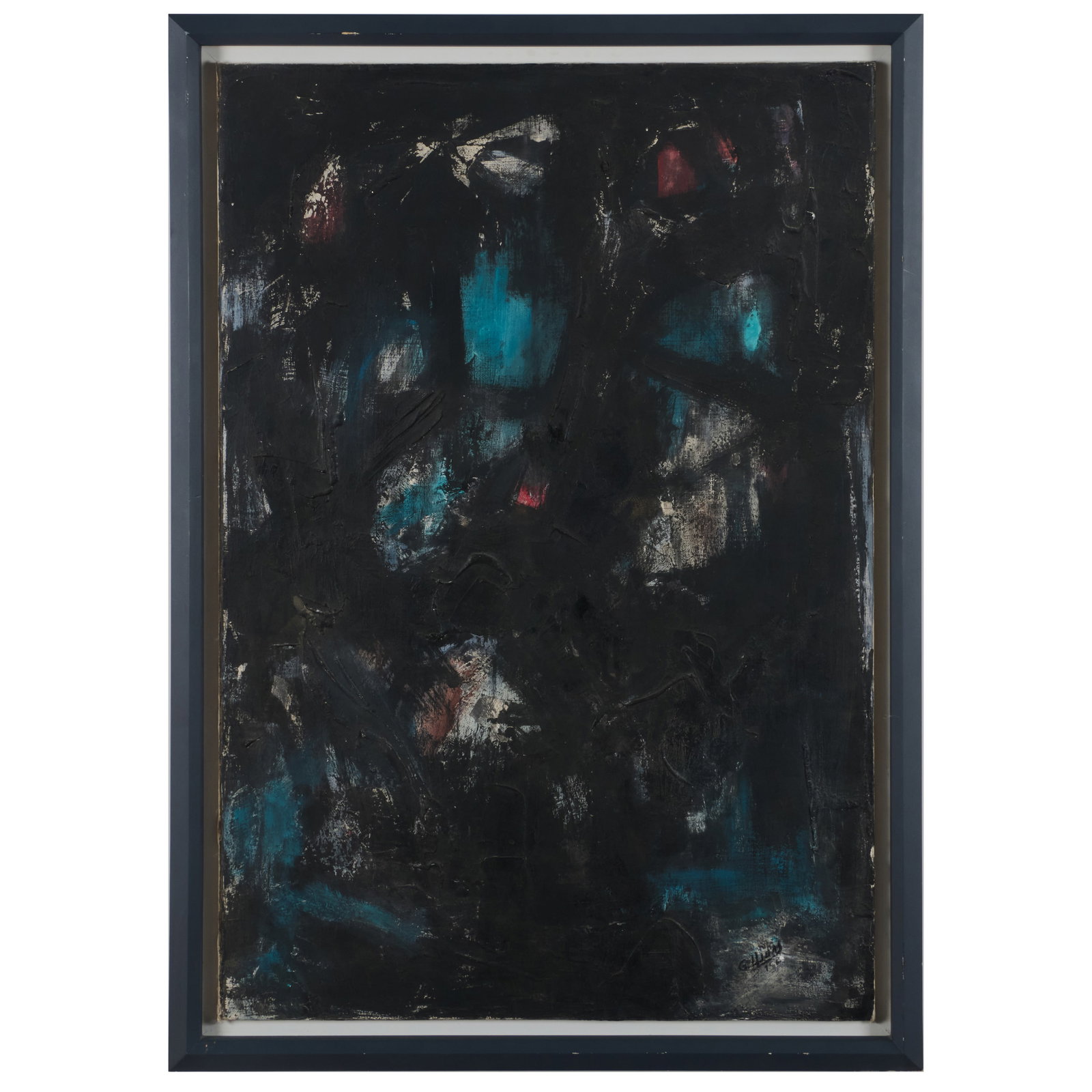 Guido Llinas (1923-2005): Untitled: Oil on canvas, 1962, signed 'G. Llinas' and dated lower right, signed, dated and inscribed 'Esc de Arcitectura/Univ de la Habana' on the reverse. 31 x 21 1/4 in., 34 1/4 x 24 1/2 in. (frame).