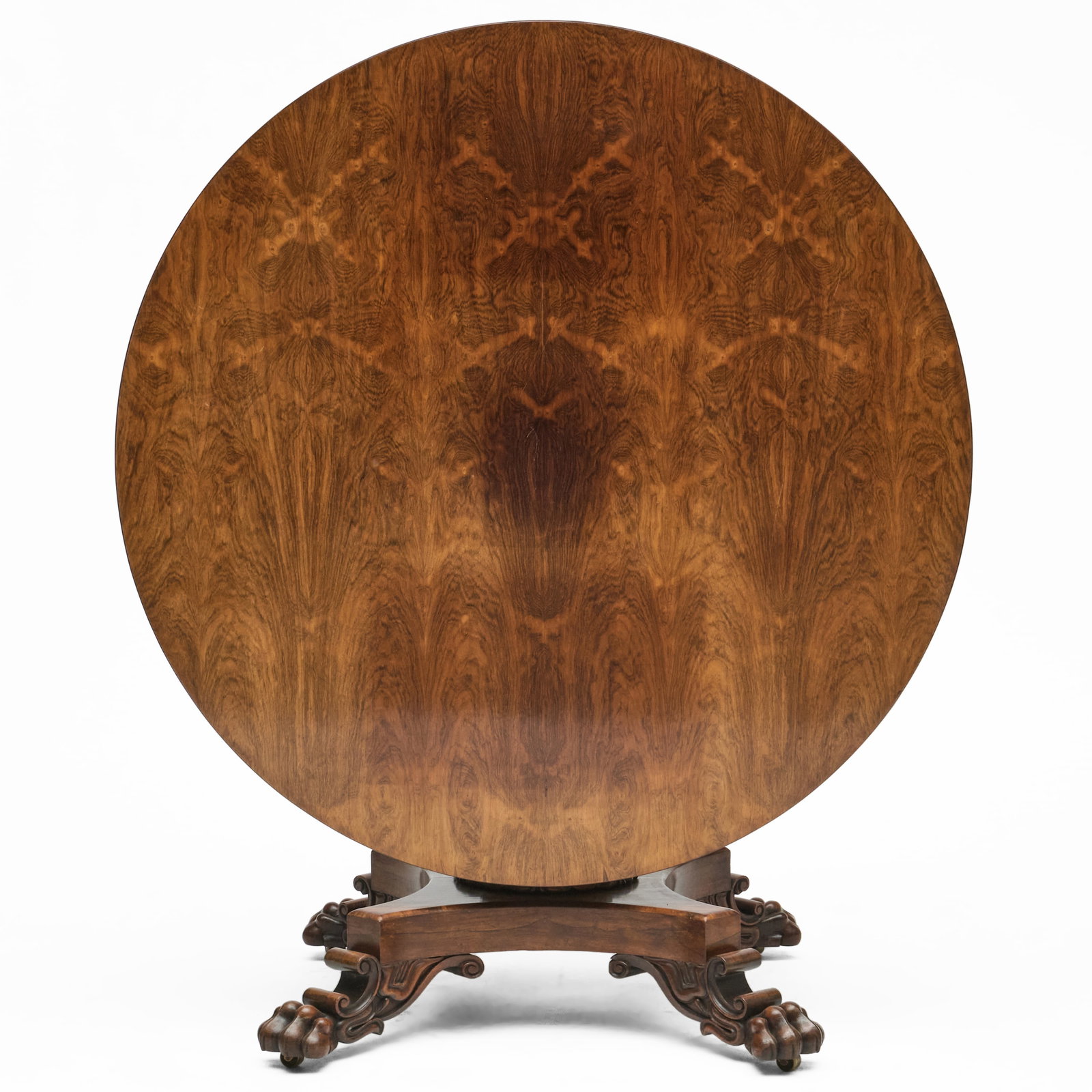 William IV Rosewood Tilt-Top Center Table: Raised on casters.29 1/2 x 4 ft. 1 1/2 in.