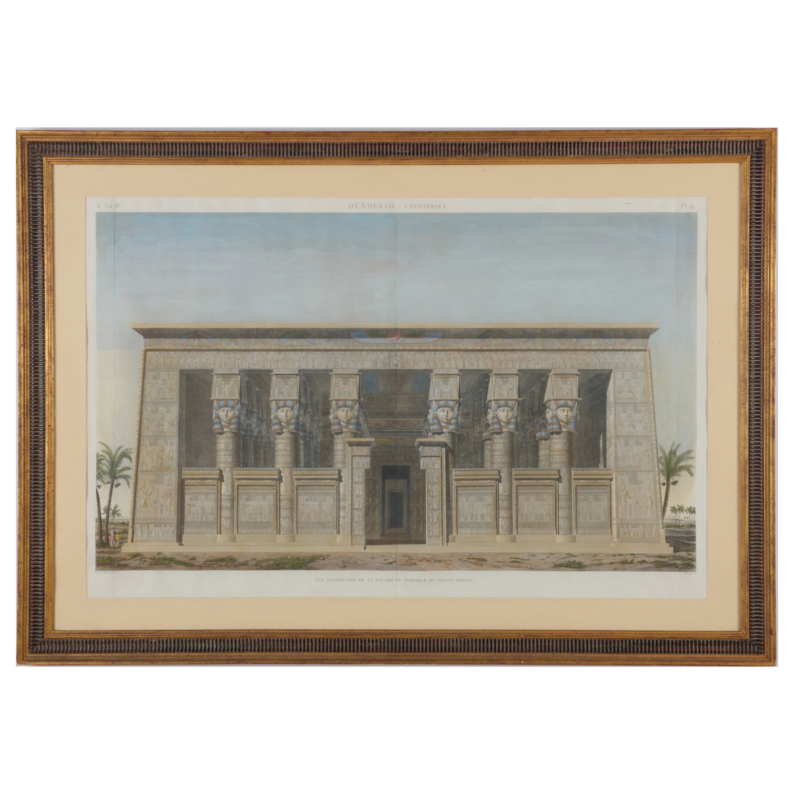 English School: View of the Portico of the Grand Temple at Denderah, Pl. 29 (1 of 3)