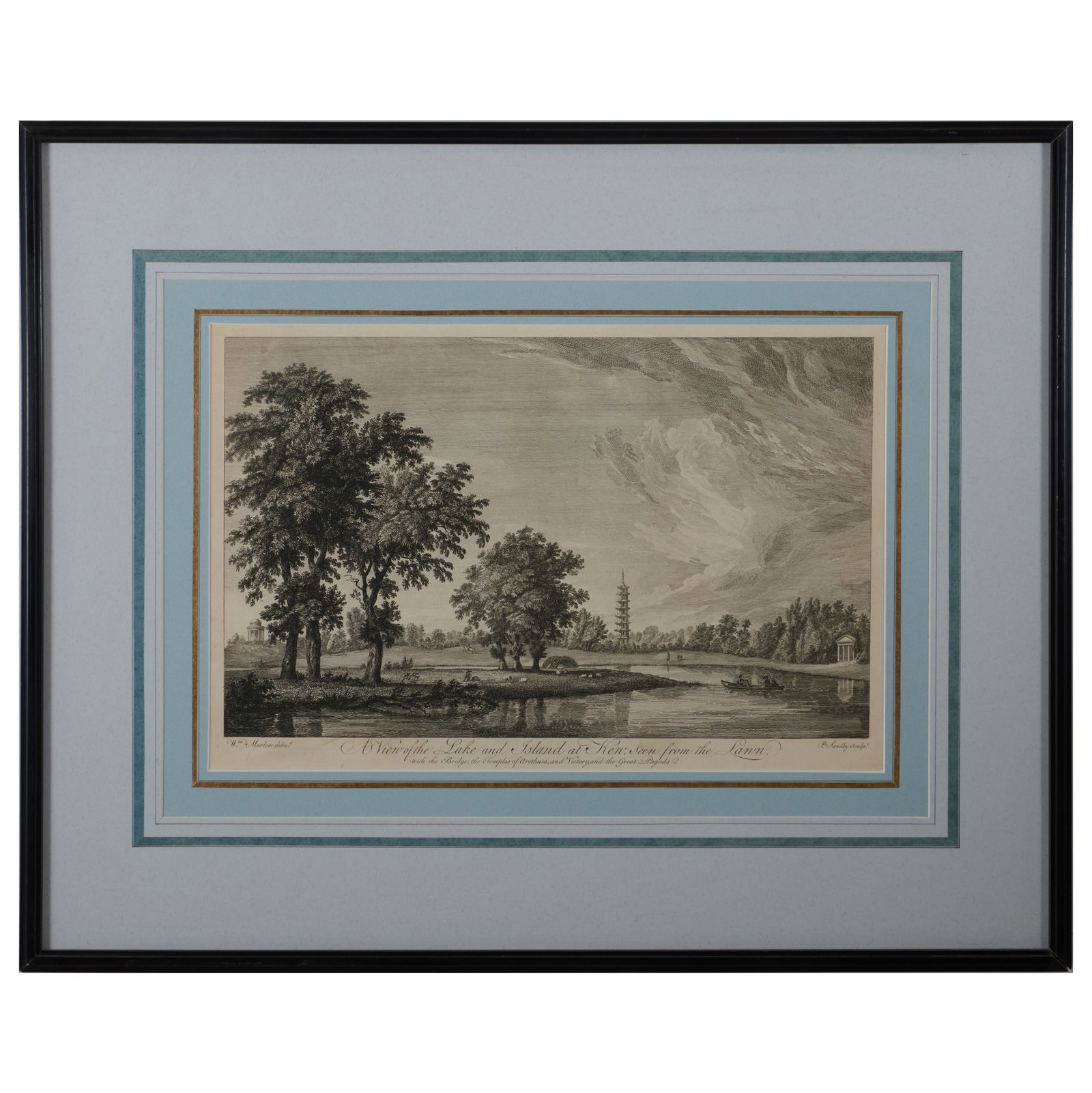 Views at Kew: Country Estates: Four Plates: Views at Kew: Country Estates: Four Plates Four engravings in black on laid paper. All 12 x 18 in. (sight), 22 3/4 x 28 1/4 in. (frame). Collection of Percival Paul Steinhart, III.