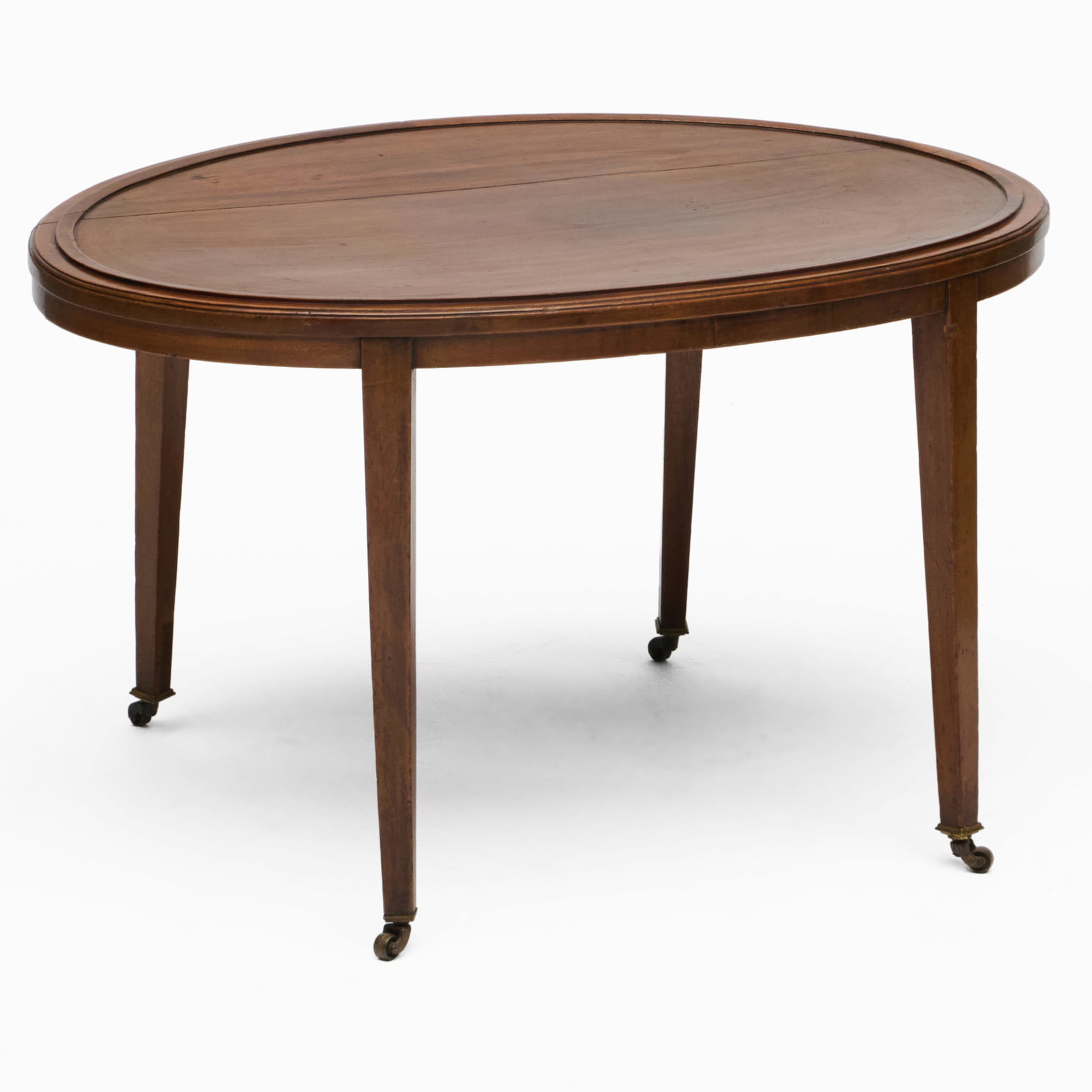 George III Style Oval Mahogany Low Table: George III Style Oval Mahogany Low Table Raised on casters.20 1/2 x 33 3/4 x 24 1/4 in. Collection of Percival Paul Steinhart, III.