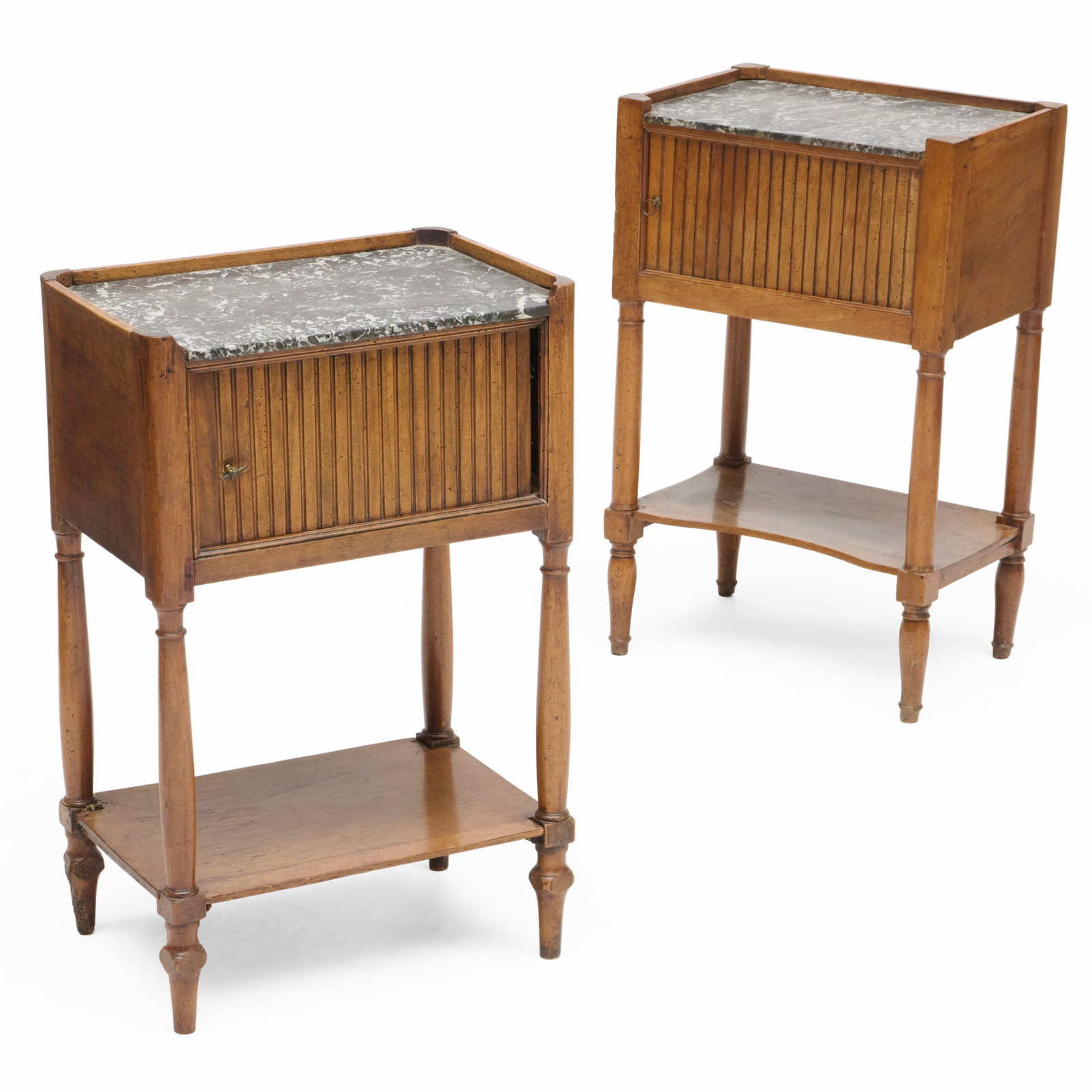 Near Pair of Directoire Fruitwood Side Tables with Grey Marble Tops (1 of 8)