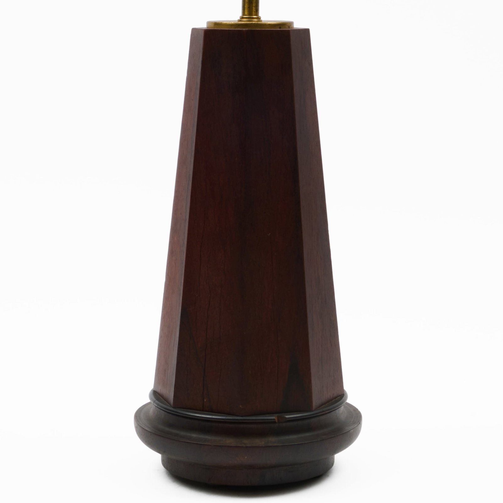 Modern Rosewood Table Lamp: 20 1/2 x 8 in. diam. to top of socket.