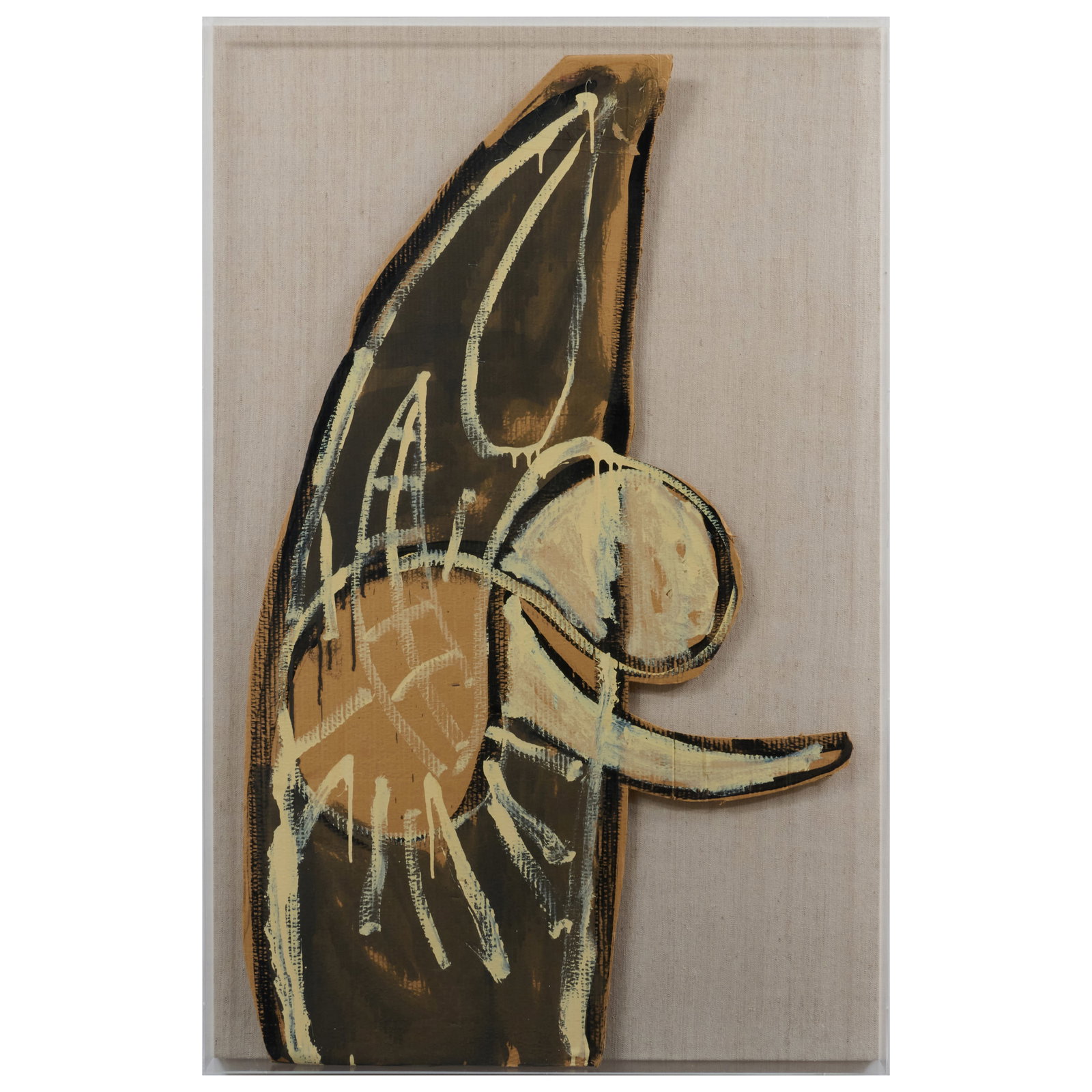 Carlos Alfonzo (1950-1991): Untitled; and Untitled: Two mixed media on cardboard, unsigned. 53 1/4 x 32 in., 55 1/4 x 36 in. (frame), 53 x 33 in., 55 1/2 x 41 in. (frame).
